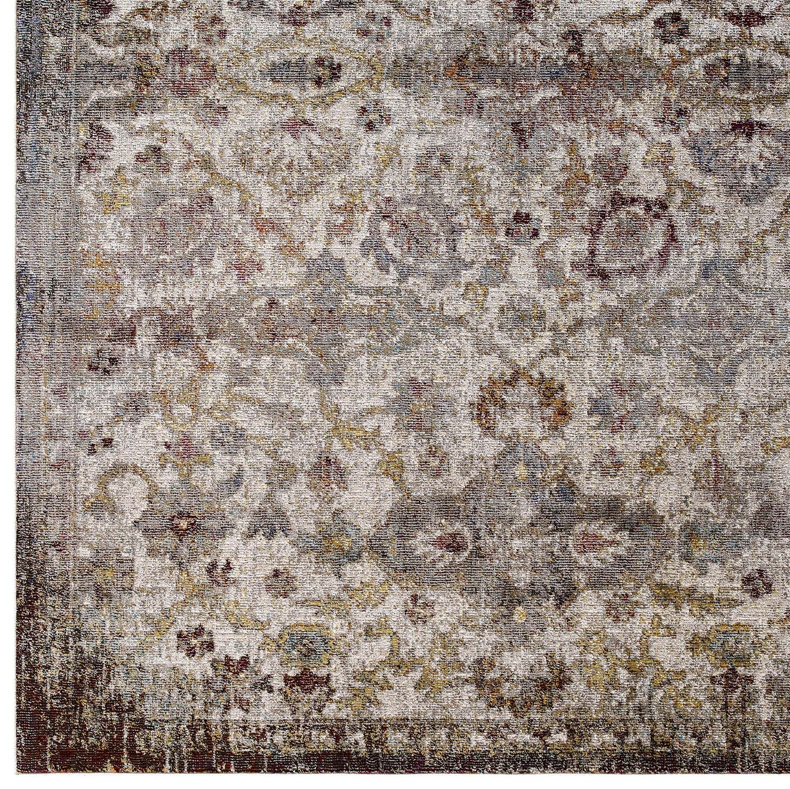Modway Indoor Rugs - Success Kaede Distressed Vintage Floral Moroccan Trellis 5x8 Area Rug Multicolored