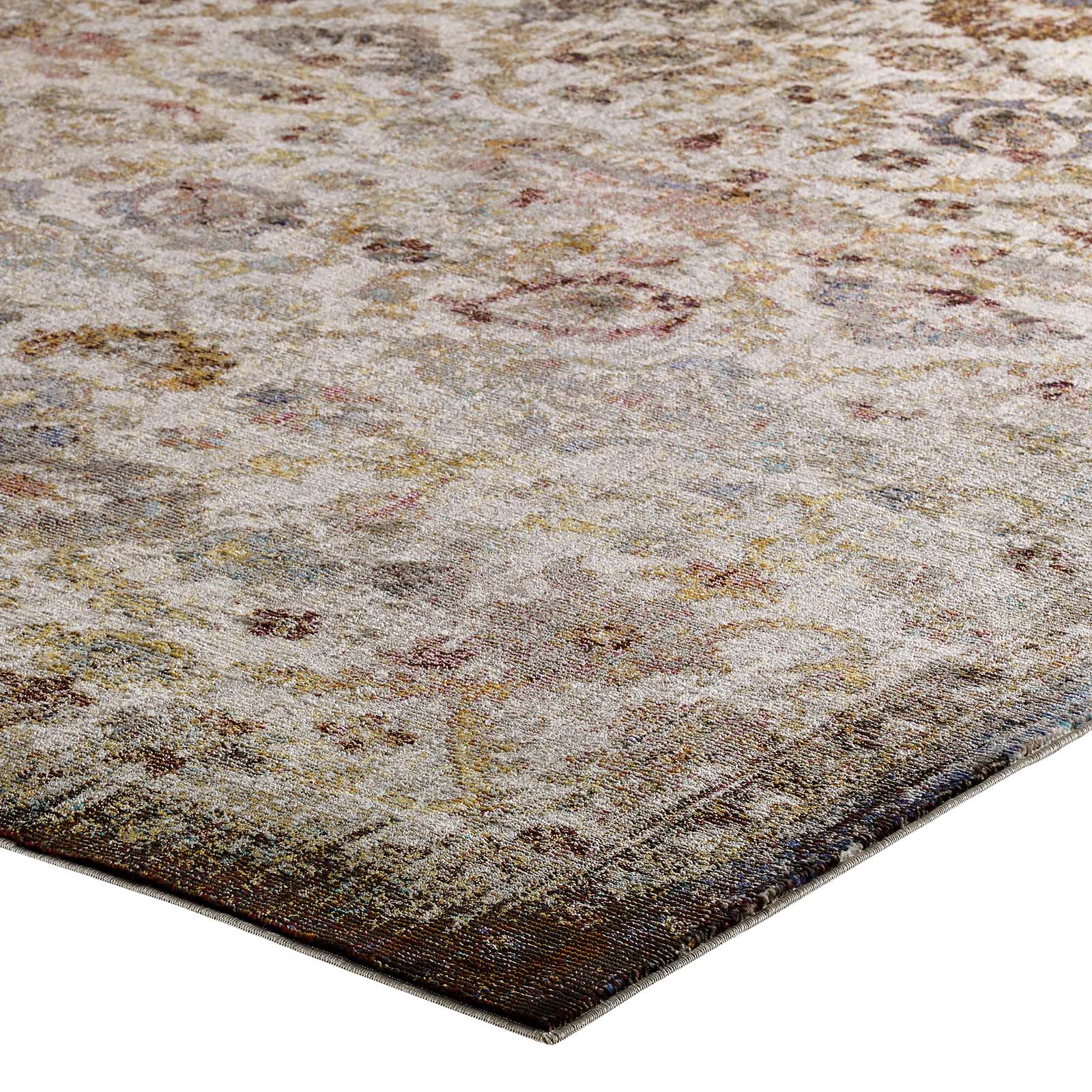 Modway Indoor Rugs - Success Kaede Distressed Vintage Floral Moroccan Trellis 5x8 Area Rug Multicolored