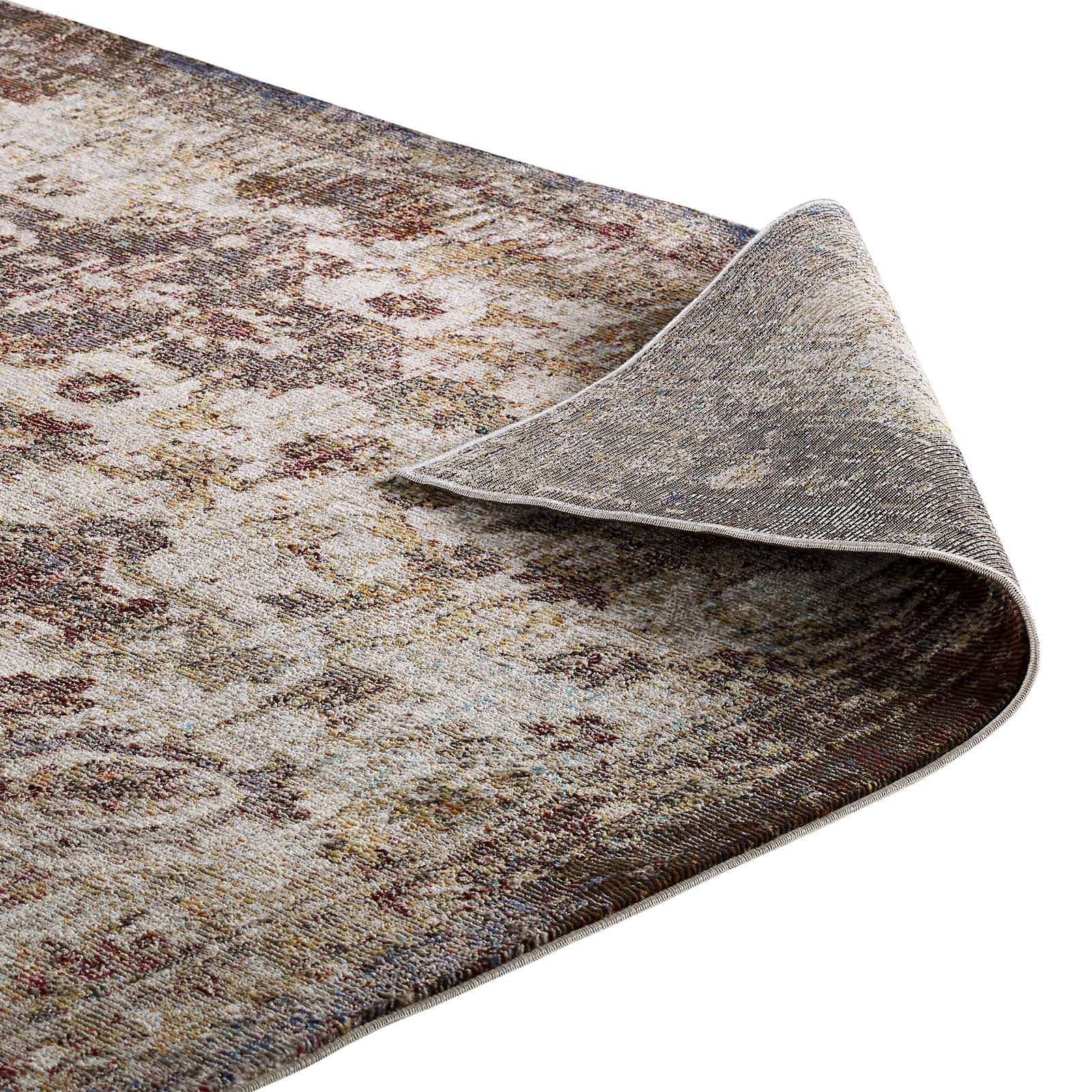 Modway Indoor Rugs - Success Kaede Distressed Vintage Floral Moroccan Trellis 5x8 Area Rug Multicolored