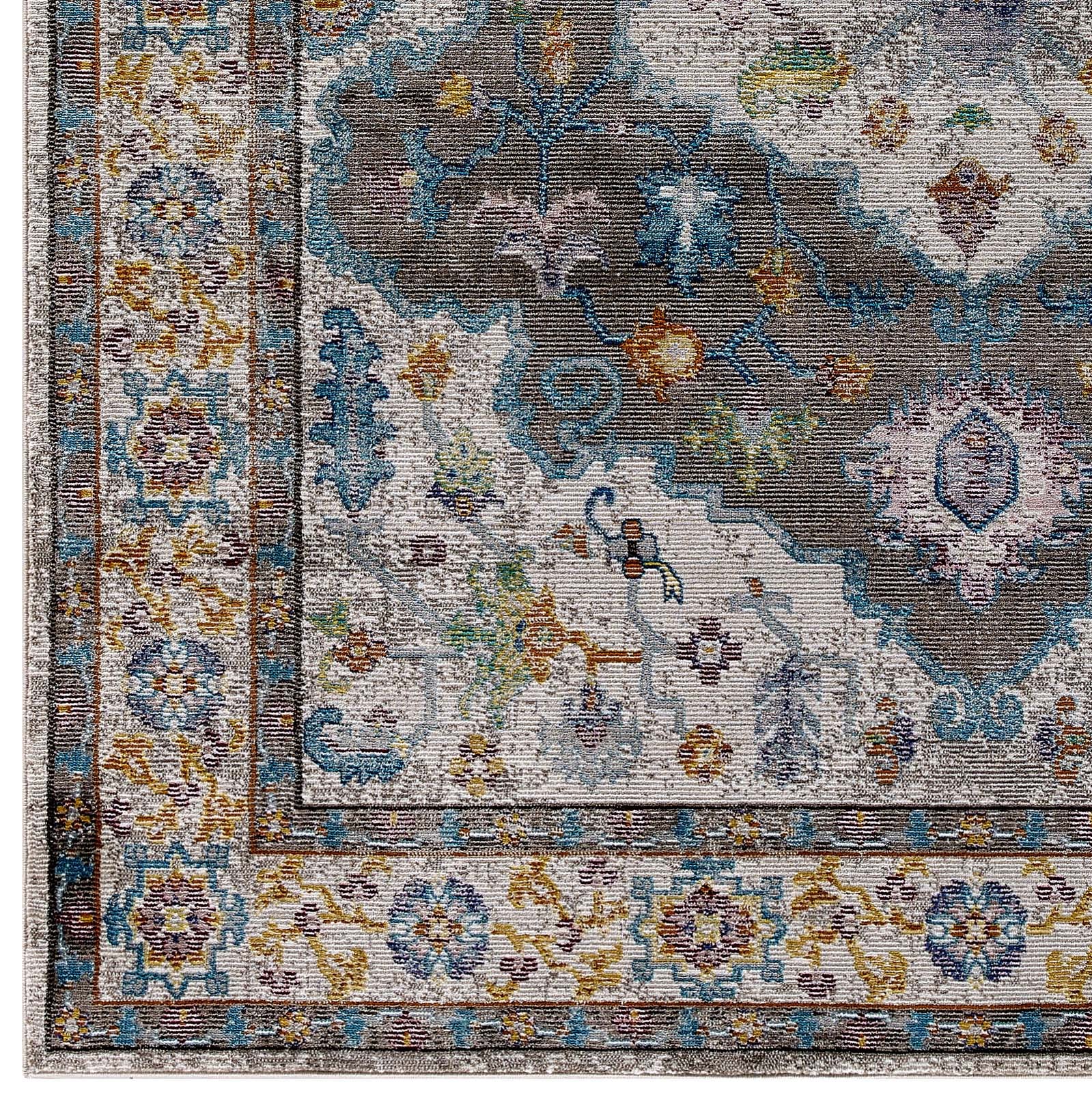 Modway Indoor Rugs - Success 5' x 8' Area Rug Gray & Ivory
