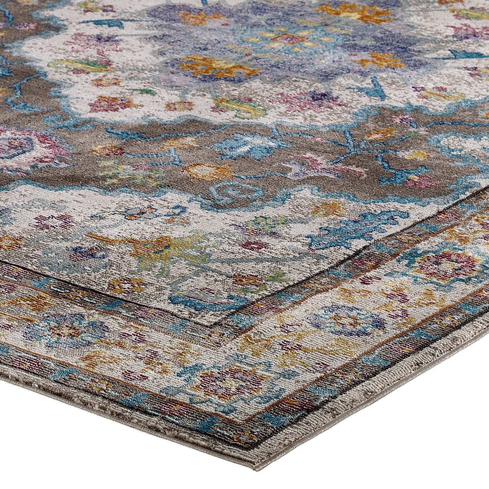 Modway Indoor Rugs - Success 5' x 8' Area Rug Gray & Ivory