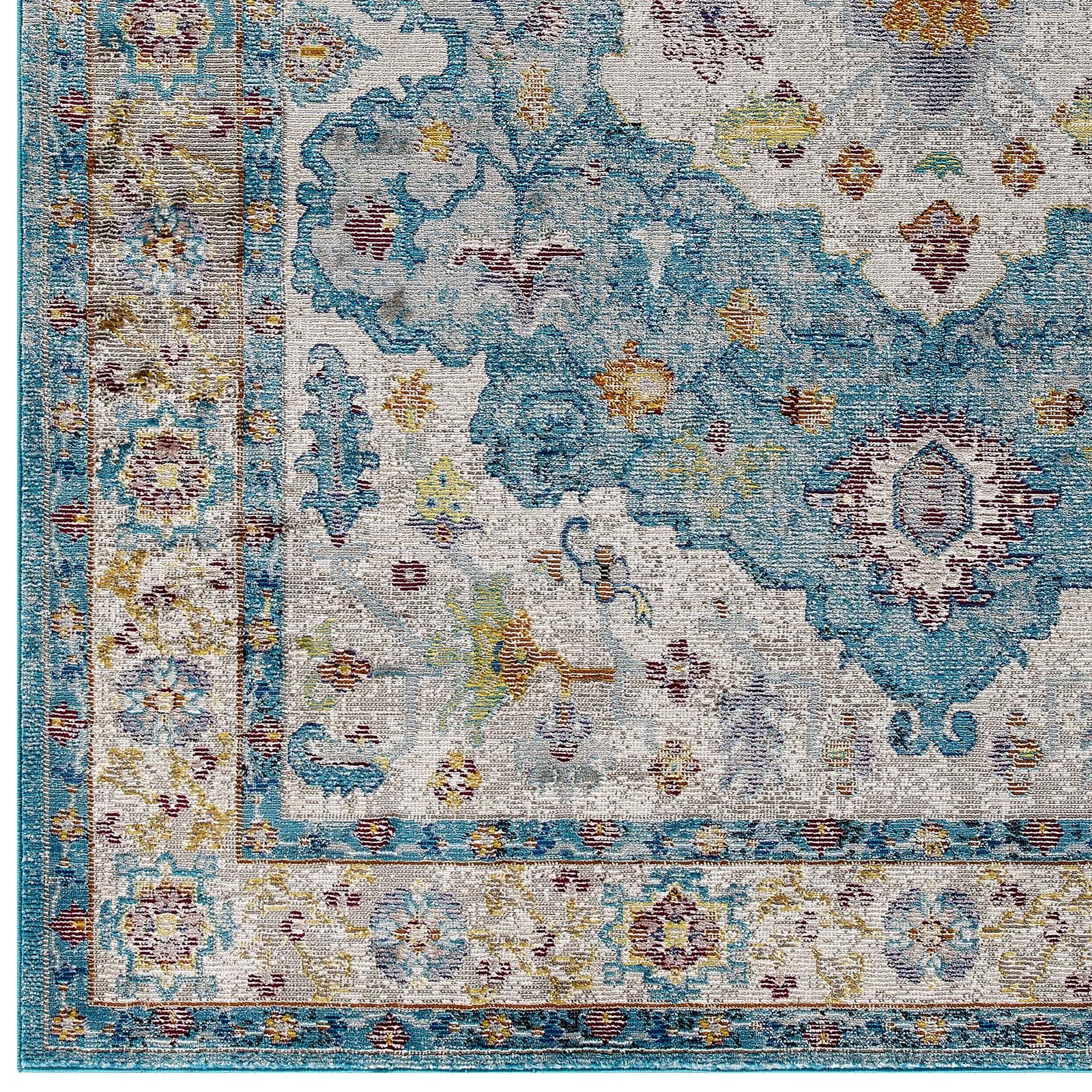 Modway Indoor Rugs - Success Anisah Distressed Floral Persian 4x6 Area Rug Multicolored