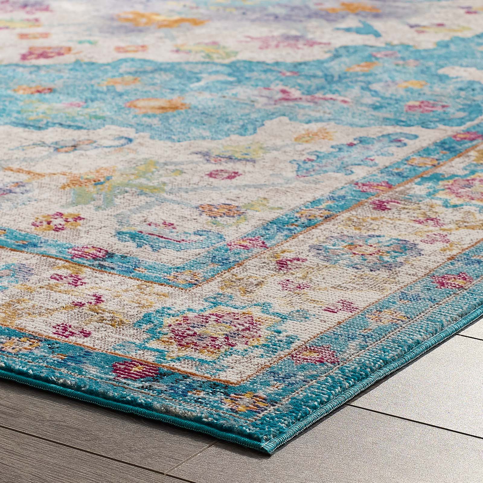 Modway Indoor Rugs - Success Anisah Distressed Floral Persian 4x6 Area Rug Multicolored