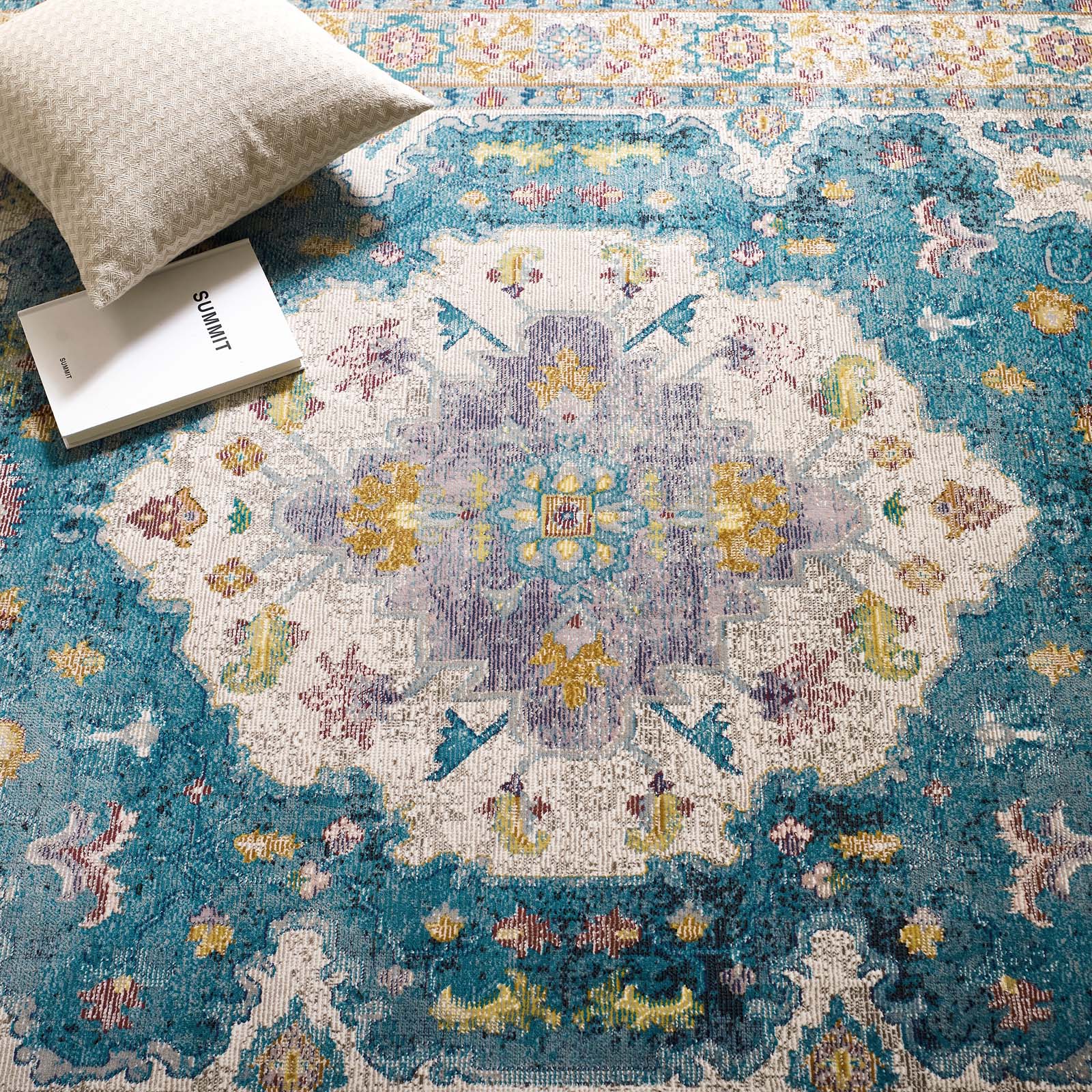 Modway Indoor Rugs - Success Anisah Distressed Floral Persian 4x6 Area Rug Multicolored