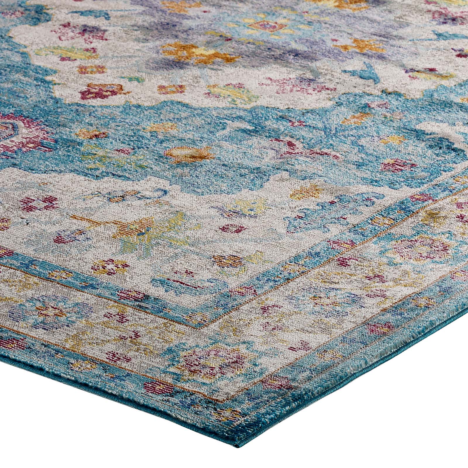 Modway Indoor Rugs - Success 5' x 8' Area Rug Light Blue & Ivory