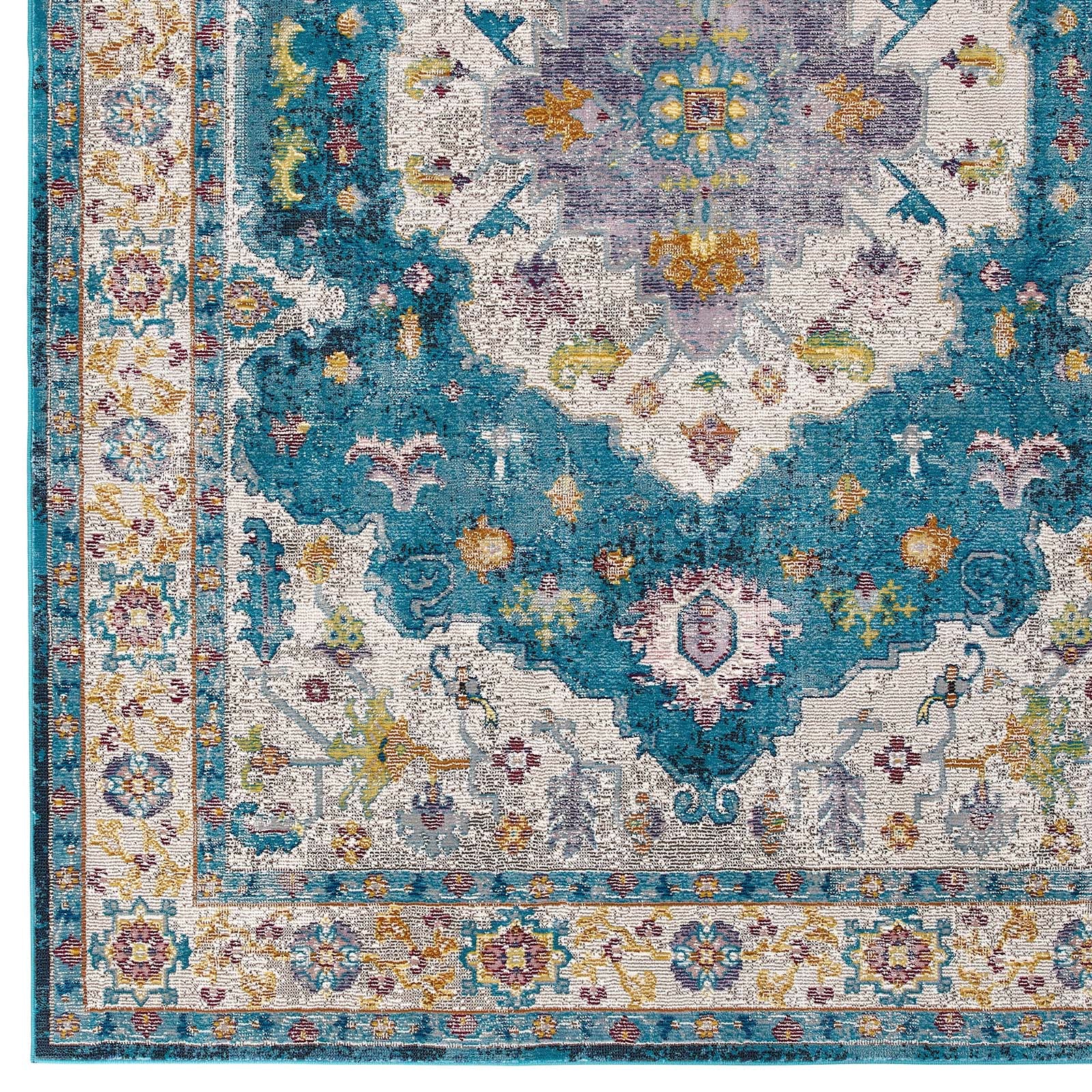 Modway Indoor Rugs - Success Anisah Distressed Floral Persian Medallion 8x10 Area Rug Multicolored