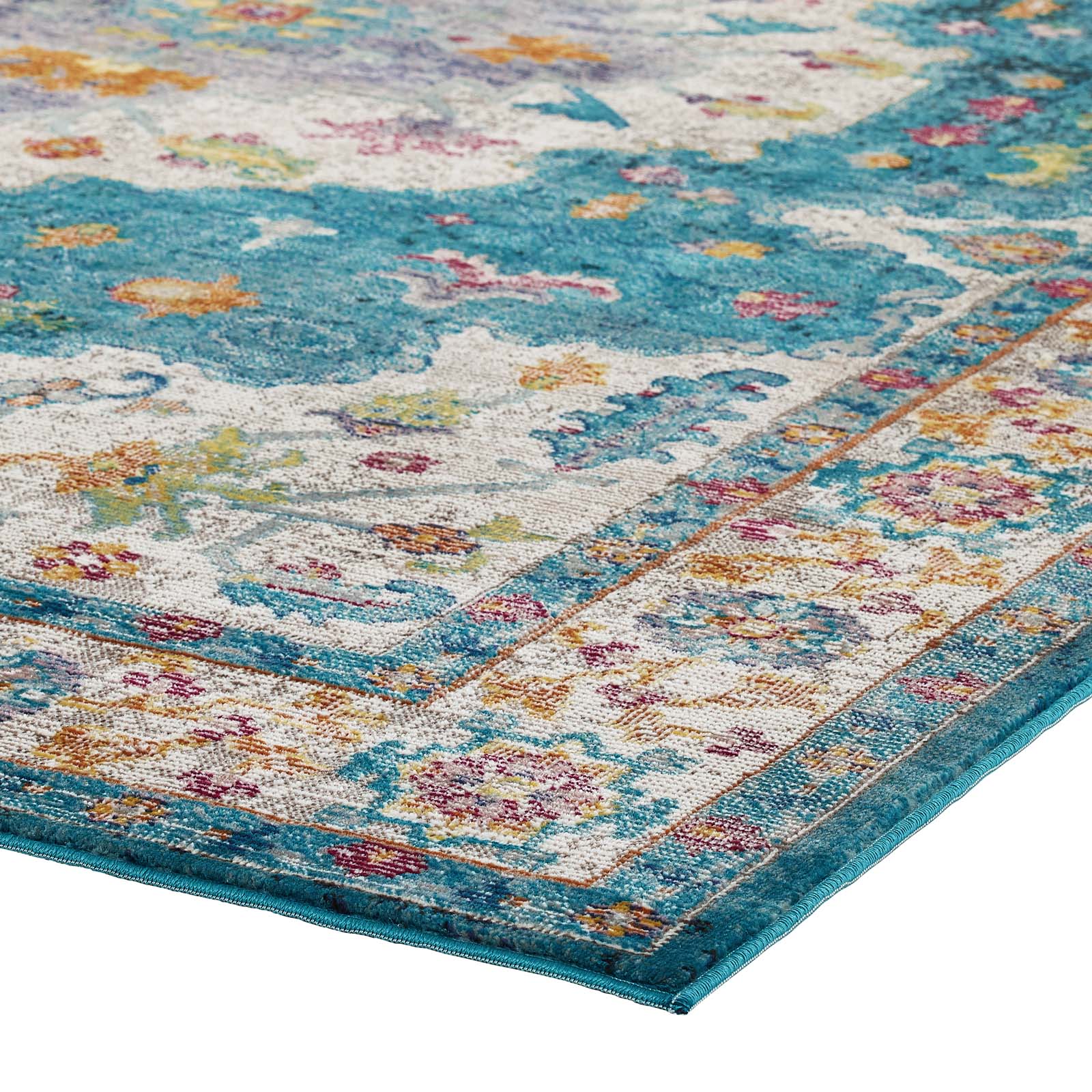 Modway Indoor Rugs - Success Anisah Distressed Floral Persian Medallion 8x10 Area Rug Multicolored