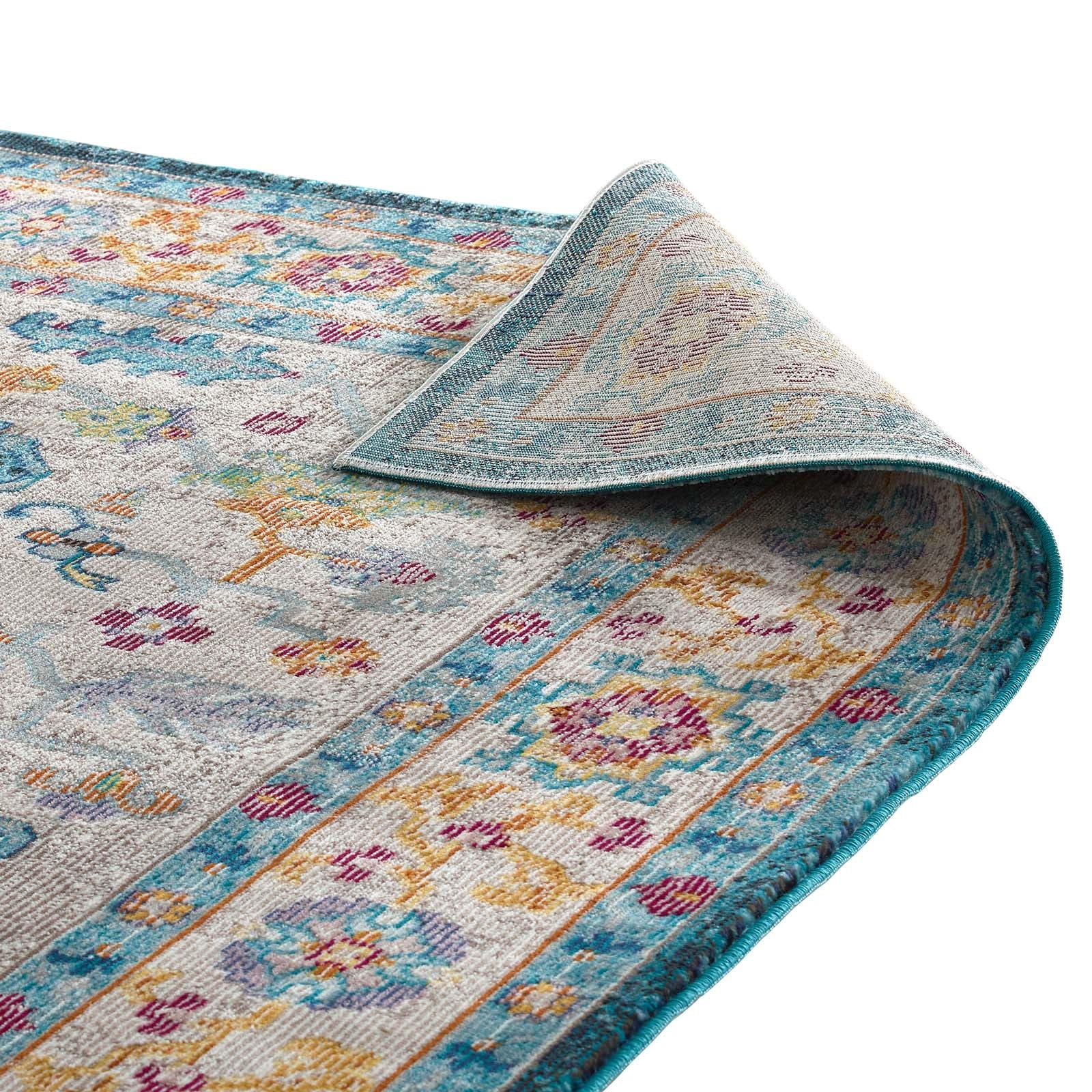 Modway Indoor Rugs - Success Anisah Distressed Floral Persian Medallion 8x10 Area Rug Multicolored