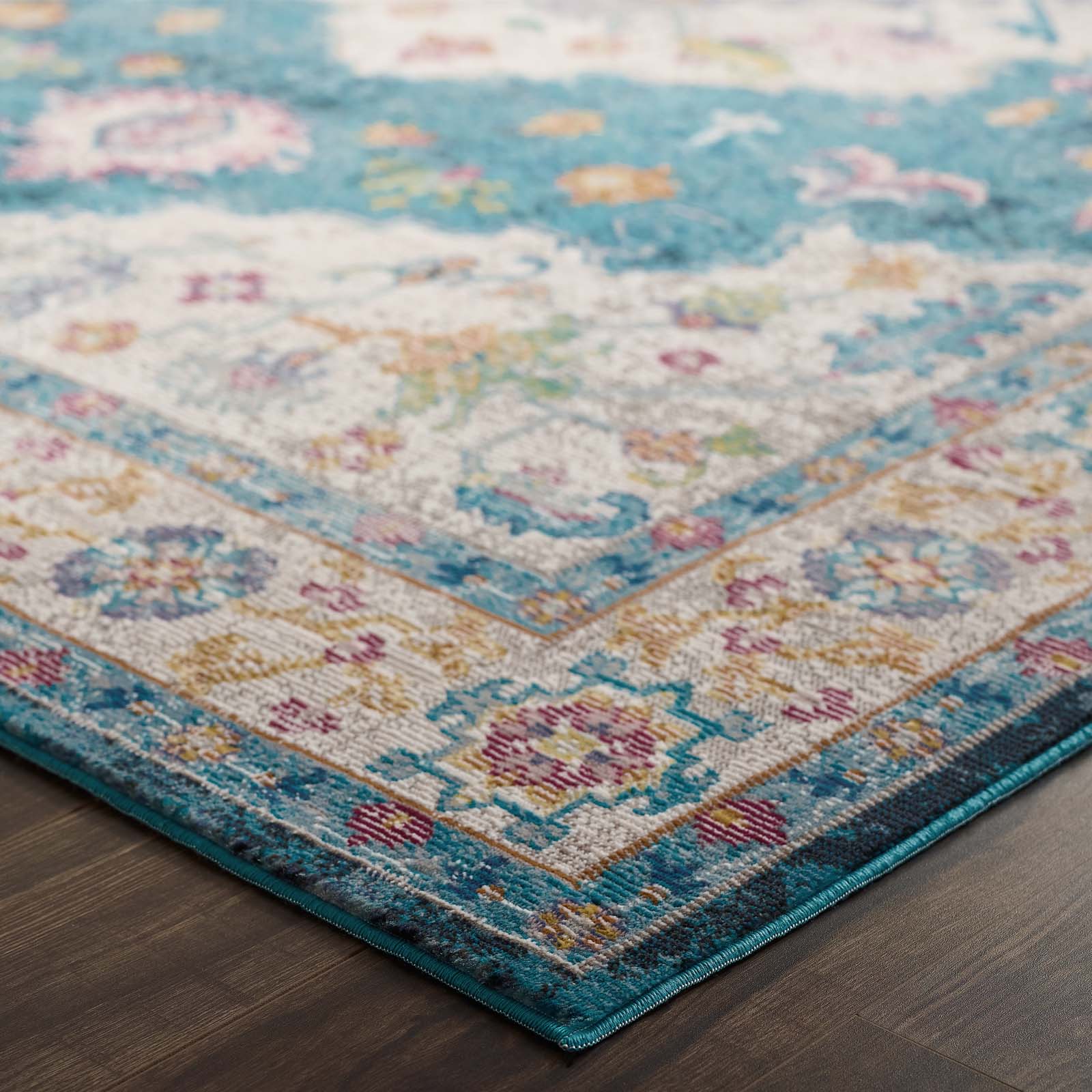 Modway Indoor Rugs - Success Anisah Distressed Floral Persian Medallion 8x10 Area Rug Multicolored