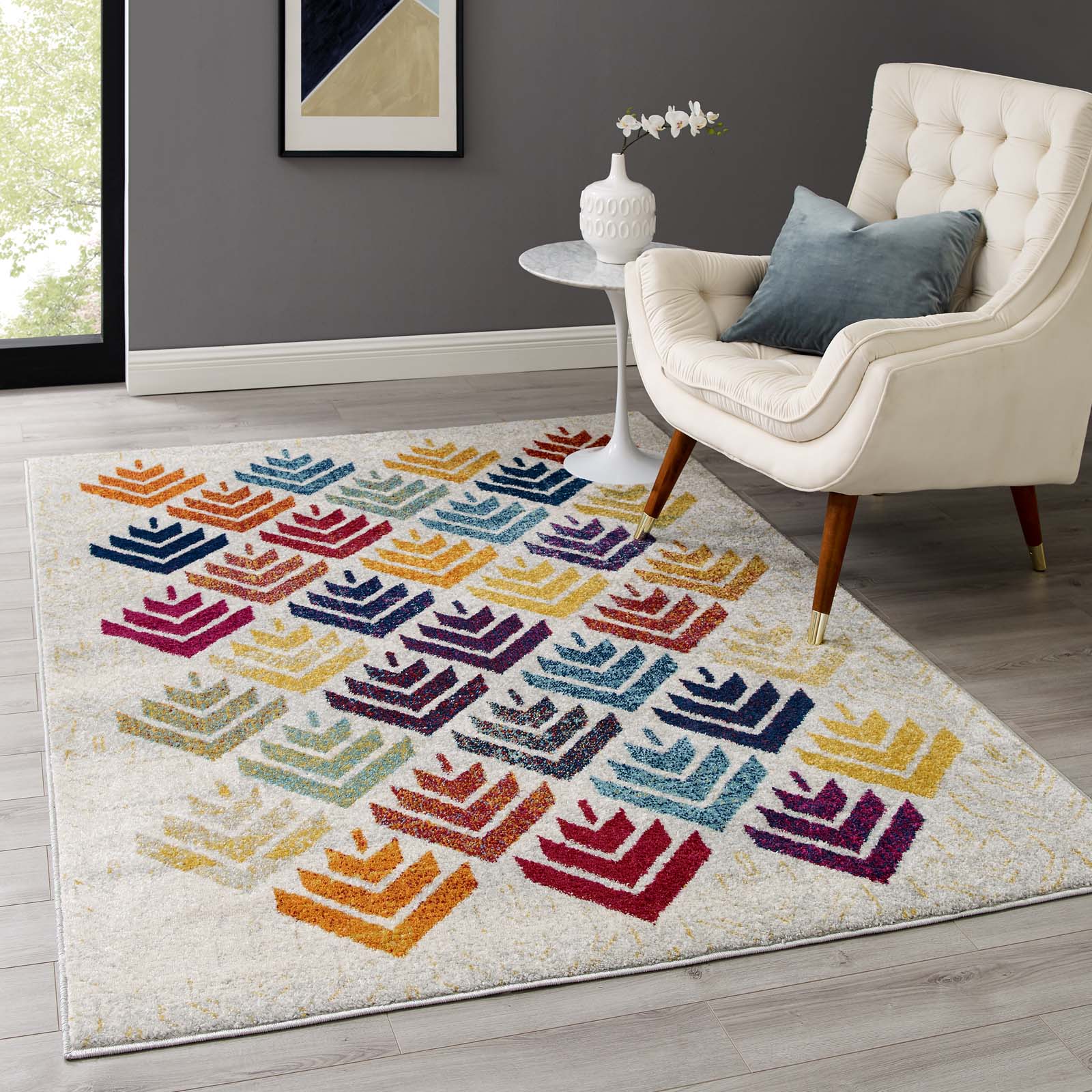 Modway Indoor Rugs - Entourage Florin Abstract Floral 5' x 8' Area Rug Multicolor
