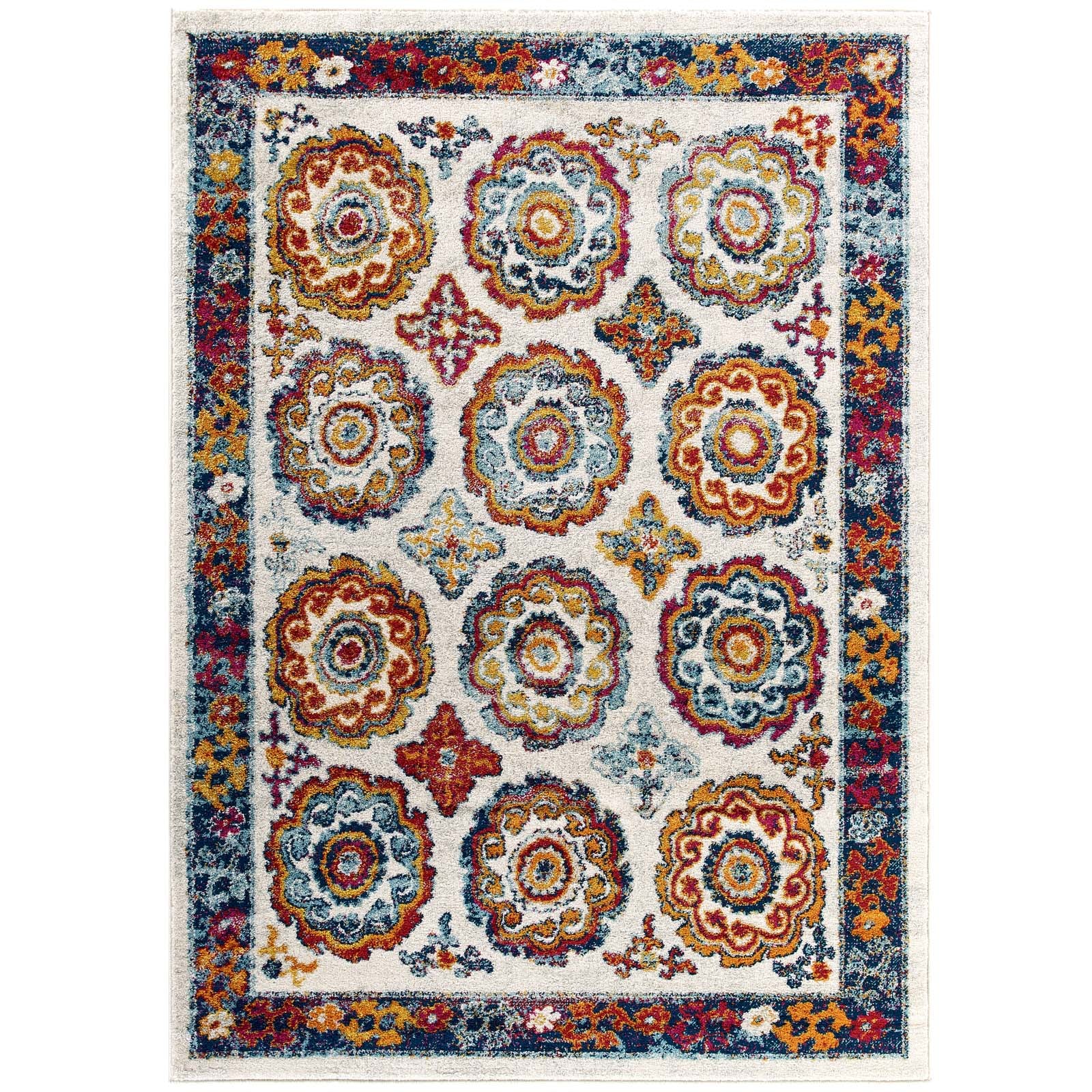 Modway Indoor Rugs - Entourage Odile Distressed Moroccan Trellis 8x10 Area Rug Multicolored