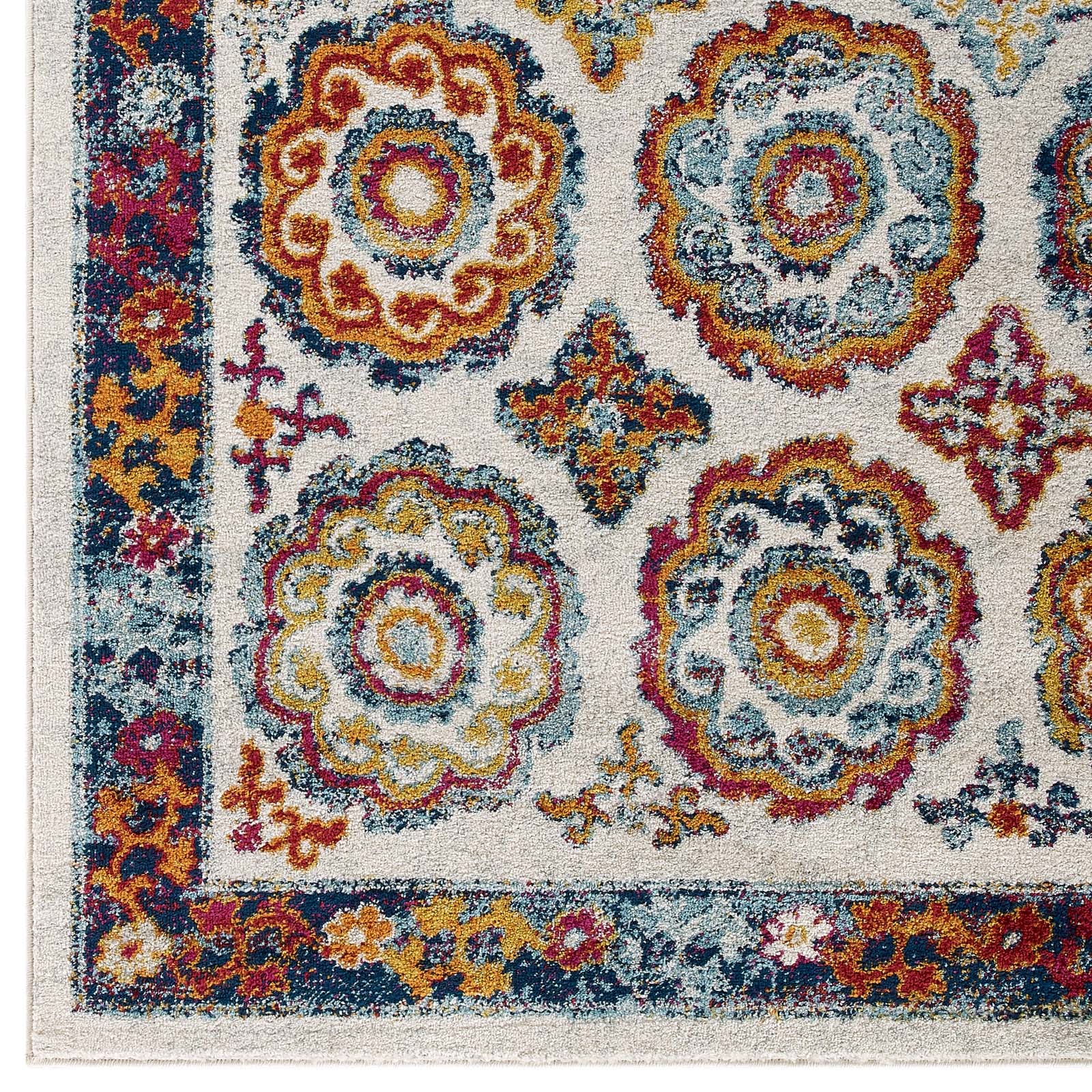 Modway Indoor Rugs - Entourage Odile Distressed Moroccan Trellis 8x10 Area Rug Multicolored