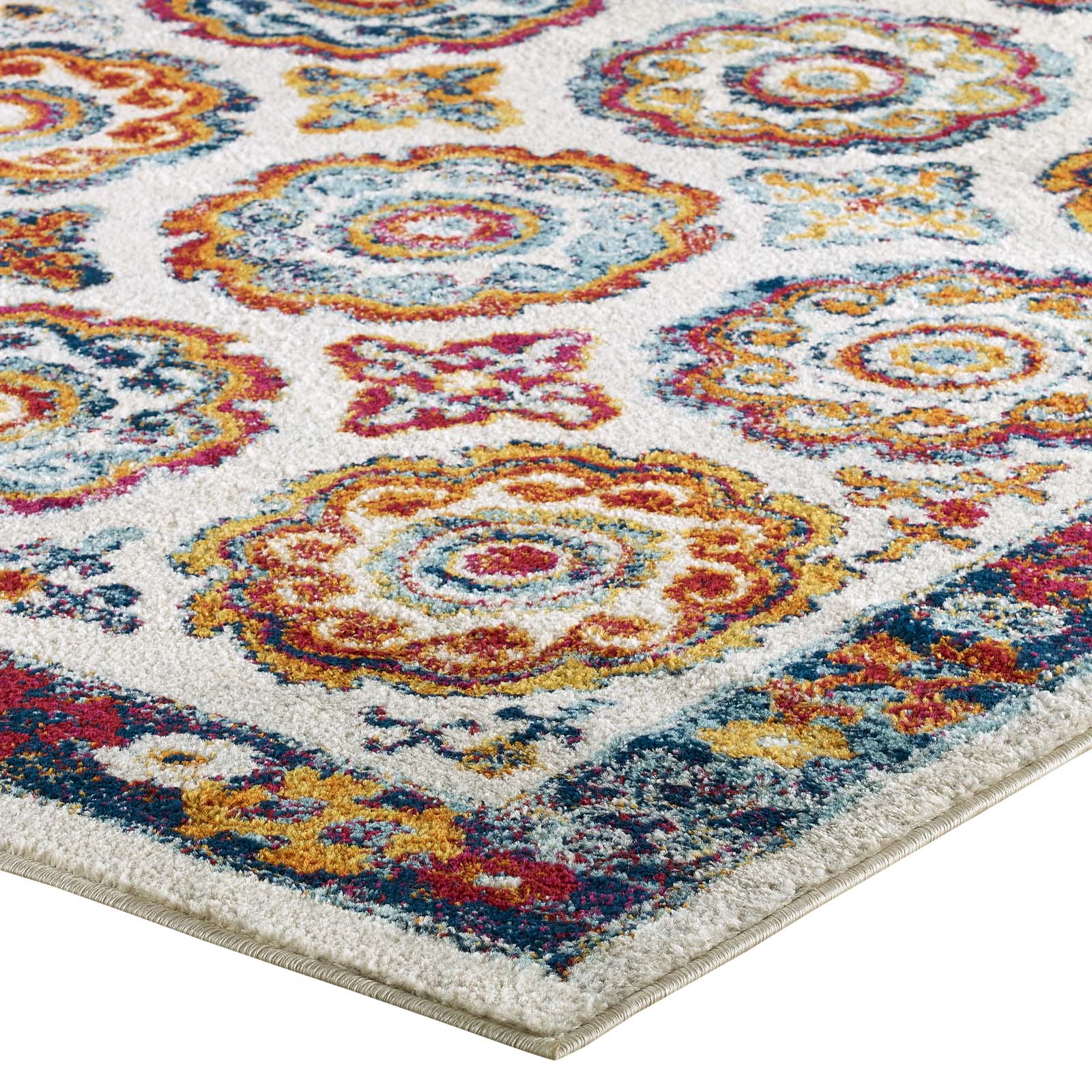 Modway Indoor Rugs - Entourage Odile Distressed Moroccan Trellis 8x10 Area Rug Multicolored