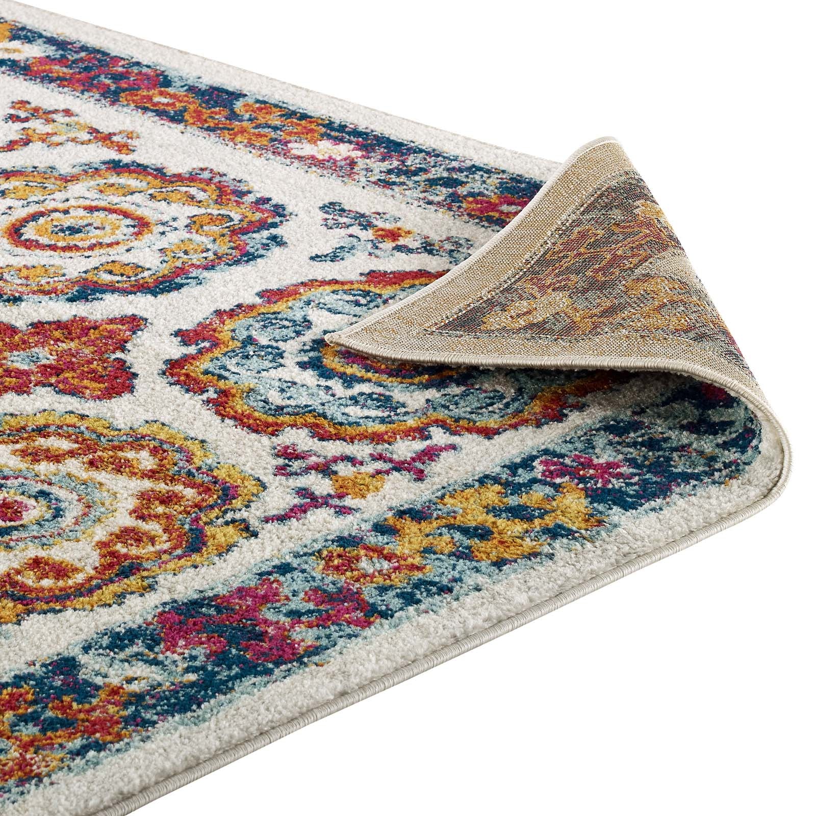 Modway Indoor Rugs - Entourage Odile Distressed Moroccan Trellis 8x10 Area Rug Multicolored