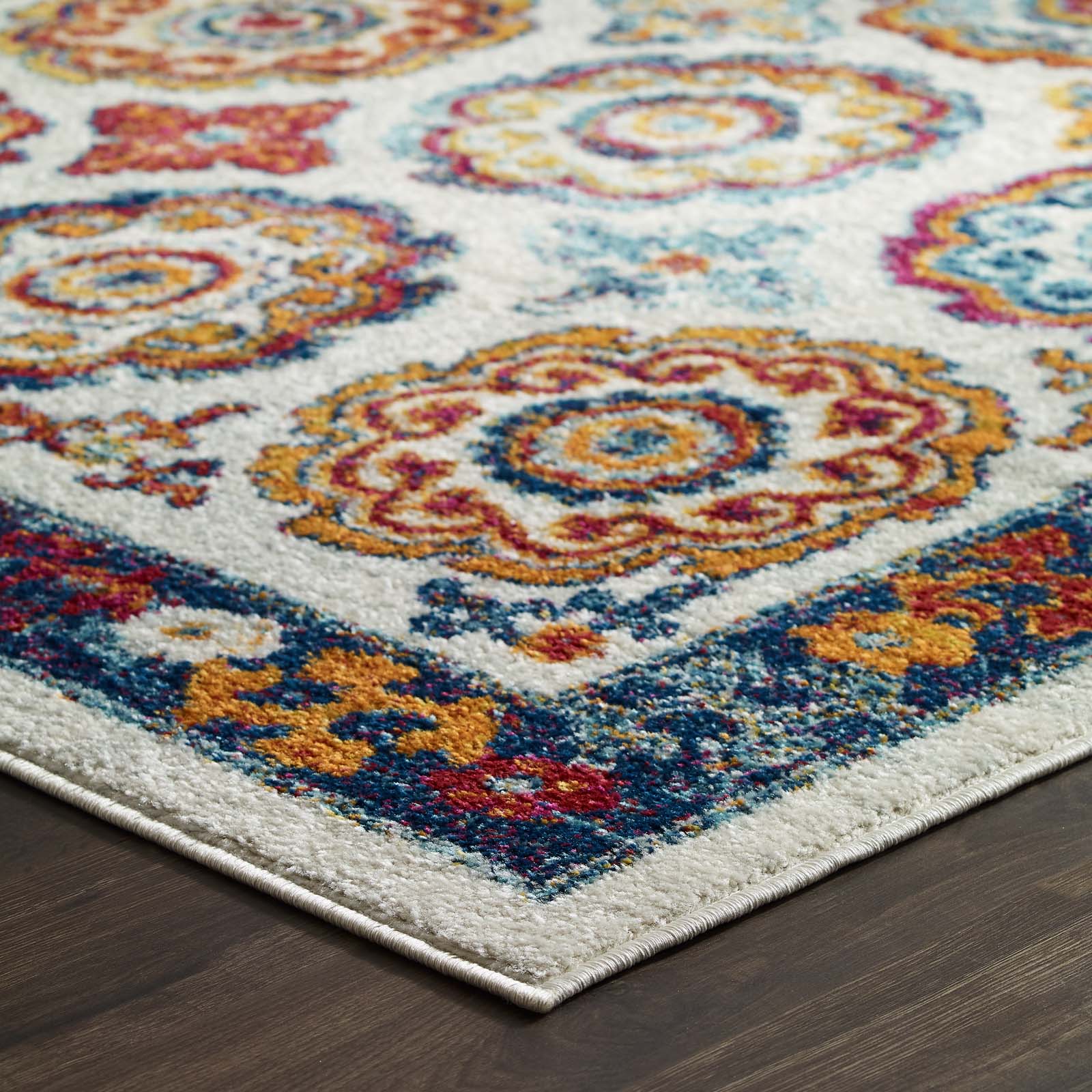 Modway Indoor Rugs - Entourage Odile Distressed Moroccan Trellis 8x10 Area Rug Multicolored
