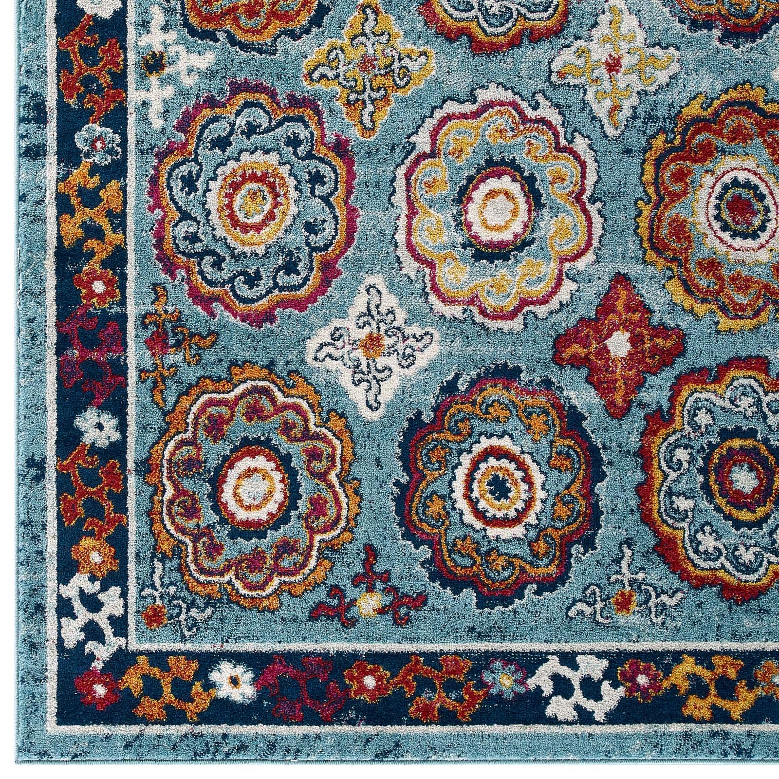 Modway Indoor Rugs - Entourage Odile Distressed Floral Moroccan Trellis 8x10 Area Rug Multicolored