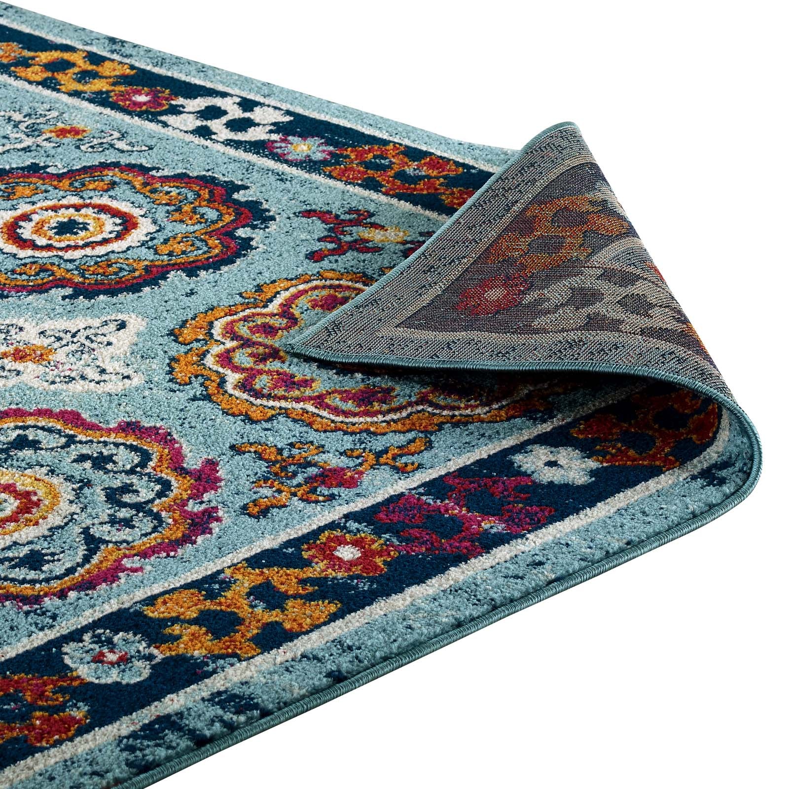 Modway Indoor Rugs - Entourage Odile Distressed Floral Moroccan Trellis 8x10 Area Rug Multicolored