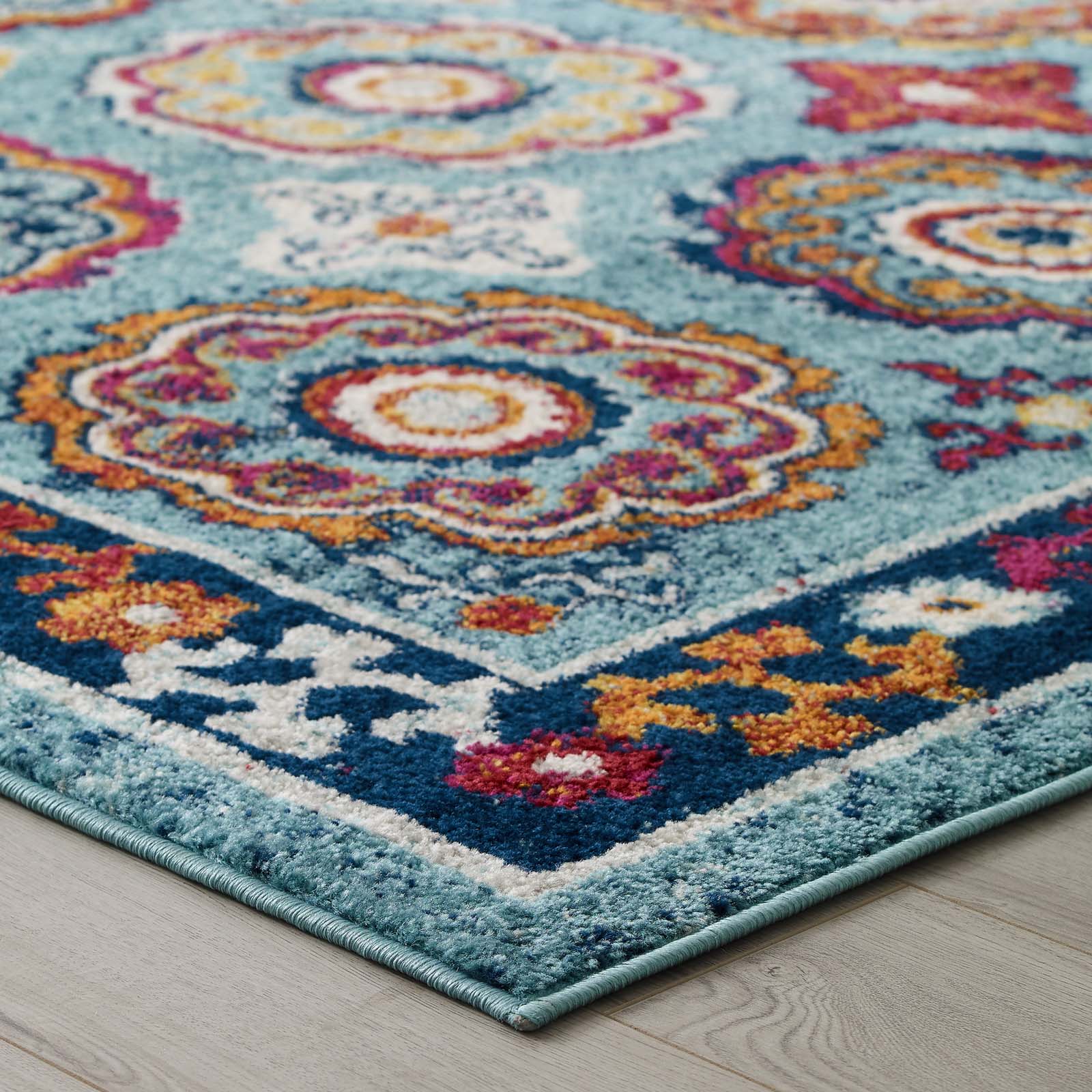 Modway Indoor Rugs - Entourage Odile Distressed Floral Moroccan Trellis 8x10 Area Rug Multicolored