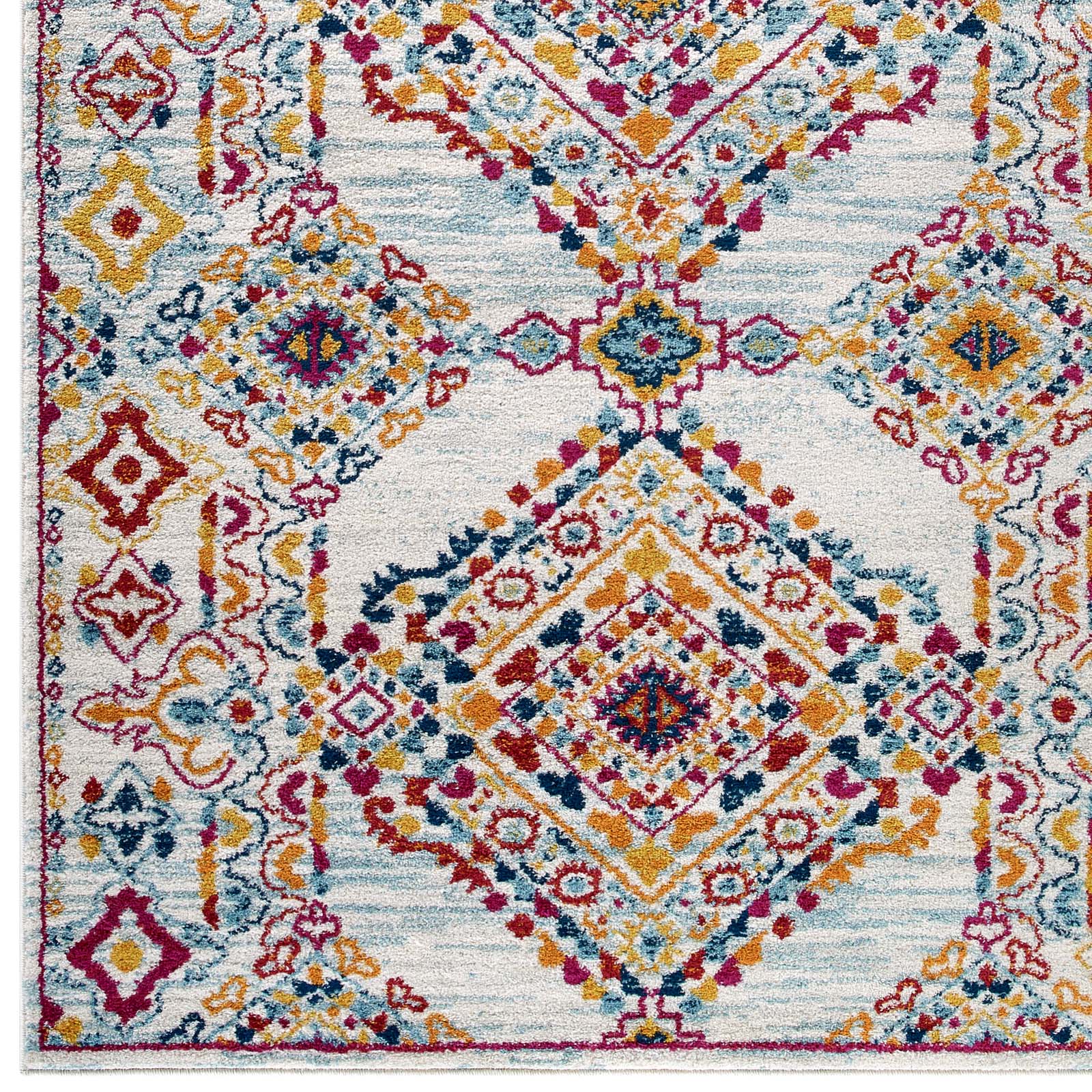 Modway Indoor Rugs - Entourage Khalida 5' x 8' Area Rug Ivory & Blue