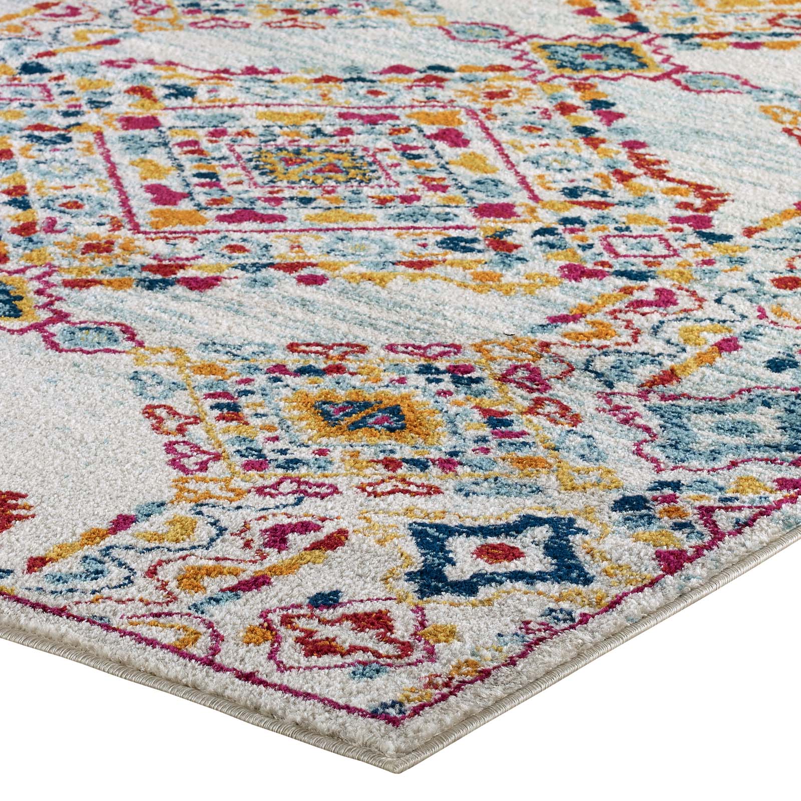 Modway Indoor Rugs - Entourage Khalida 5' x 8' Area Rug Ivory & Blue