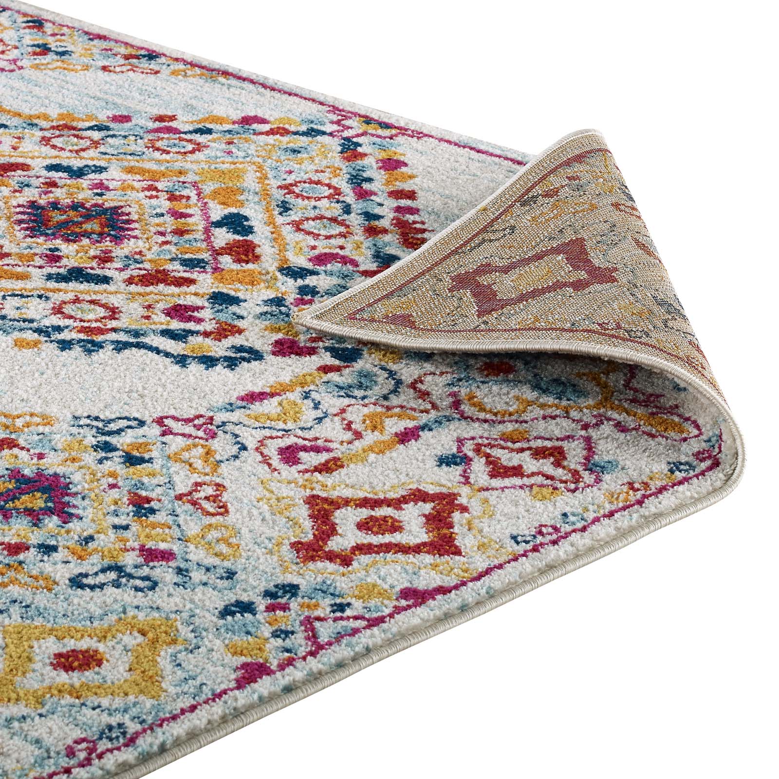 Modway Indoor Rugs - Entourage Khalida 5' x 8' Area Rug Ivory & Blue