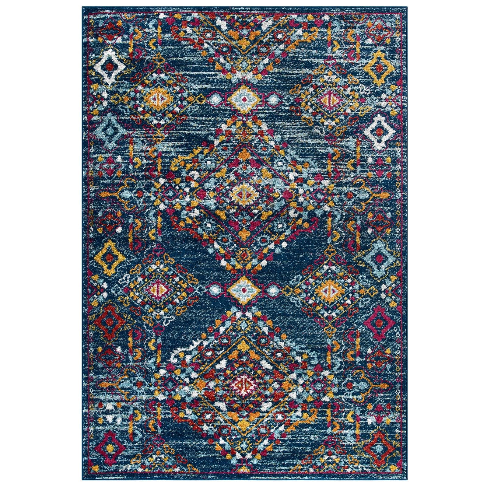 Modway Indoor Rugs - Entourage Khalida 5' x 8' Area Rug Blue & Orange