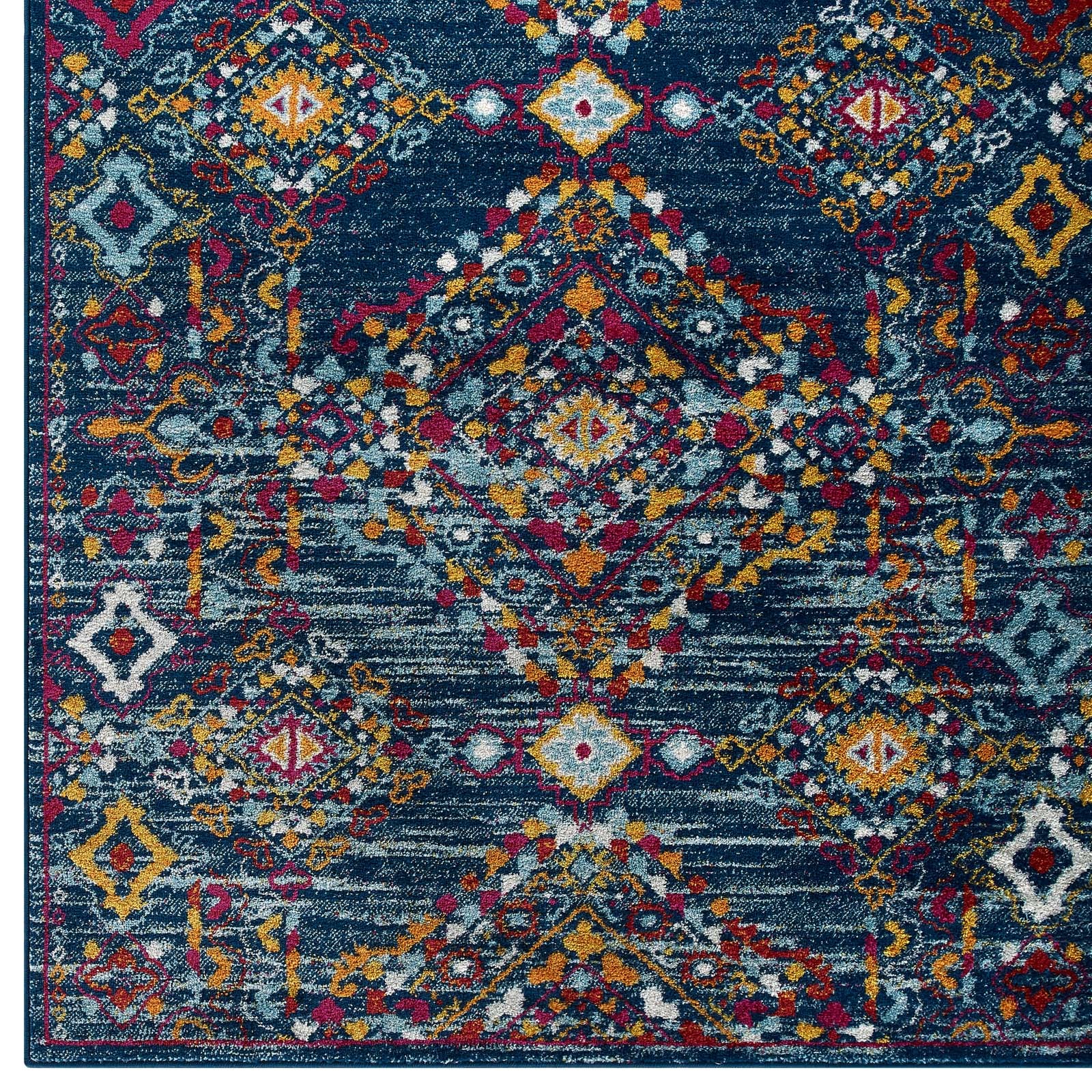 Modway Indoor Rugs - Entourage Khalida 5' x 8' Area Rug Blue & Orange
