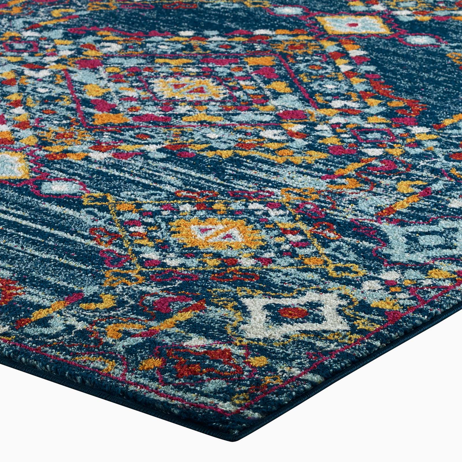 Modway Indoor Rugs - Entourage Khalida 5' x 8' Area Rug Blue & Orange