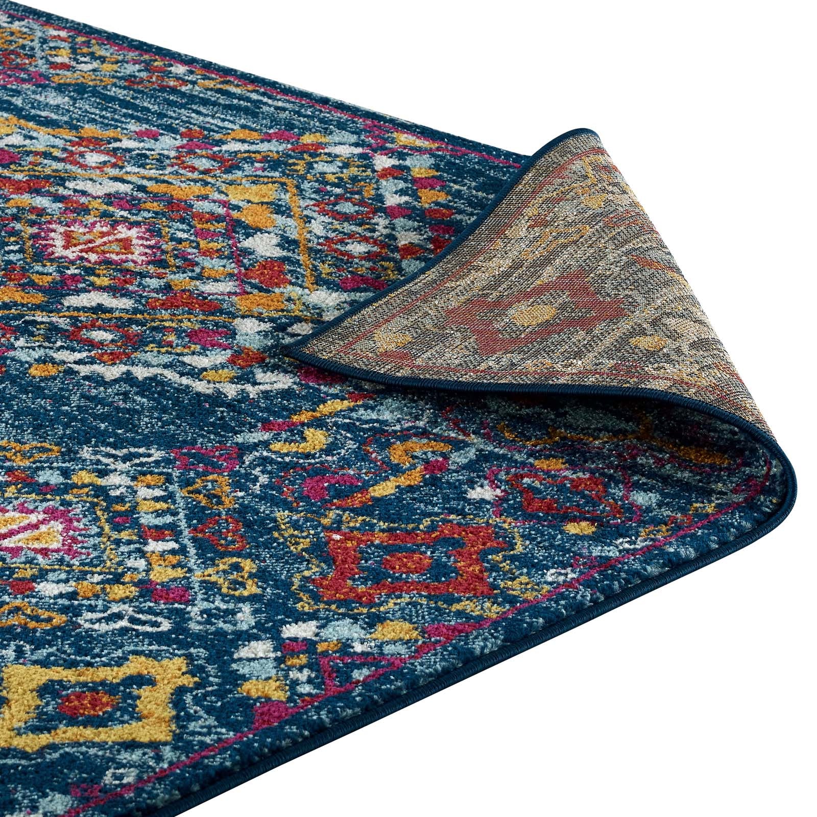 Modway Indoor Rugs - Entourage Khalida 5' x 8' Area Rug Blue & Orange