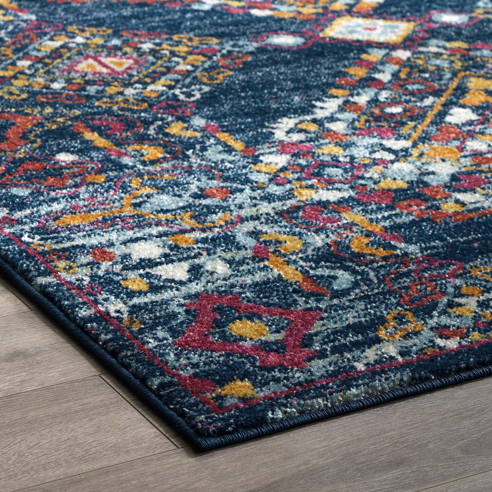 Modway Indoor Rugs - Entourage Khalida 5' x 8' Area Rug Blue & Orange