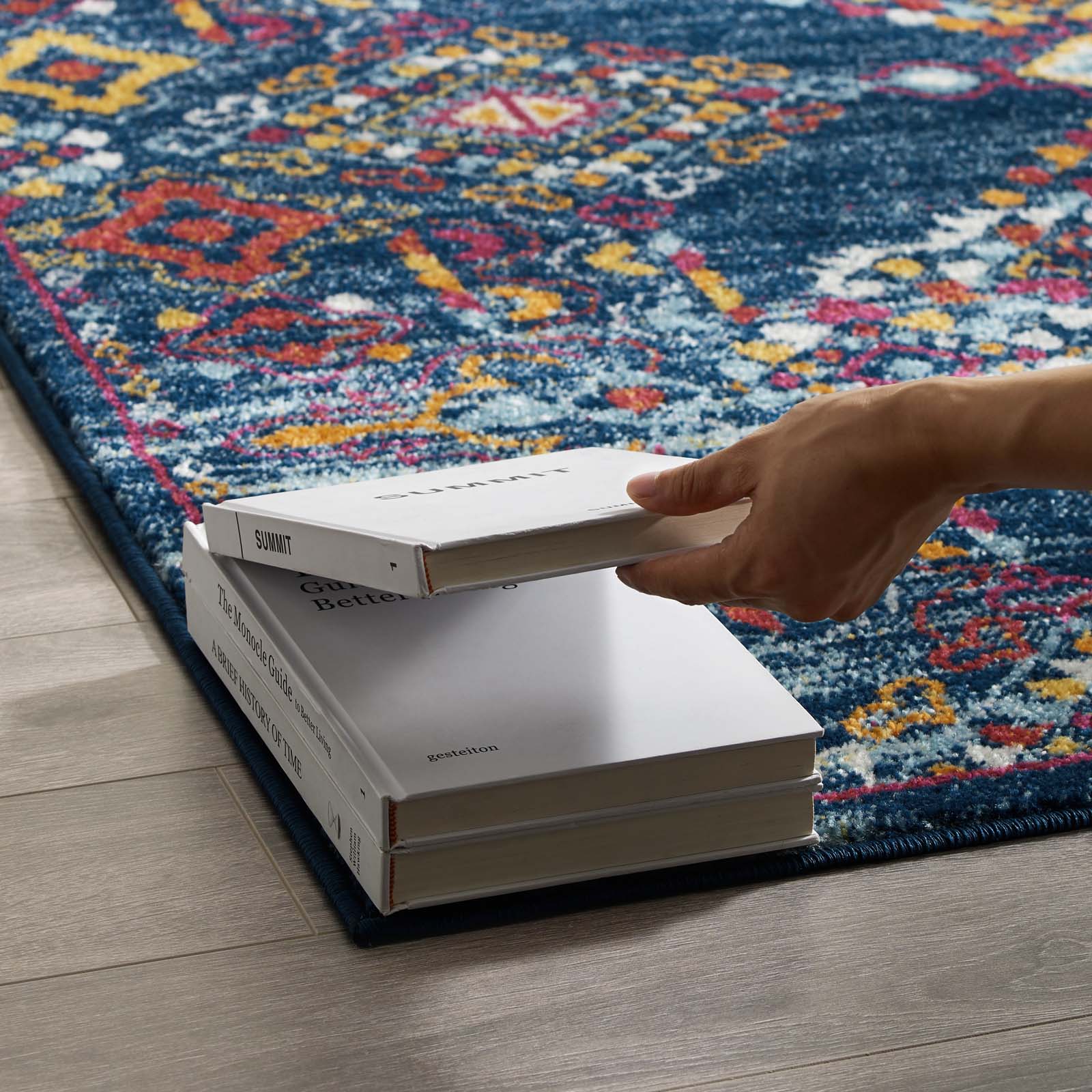 Modway Indoor Rugs - Entourage Khalida 5' x 8' Area Rug Blue & Orange