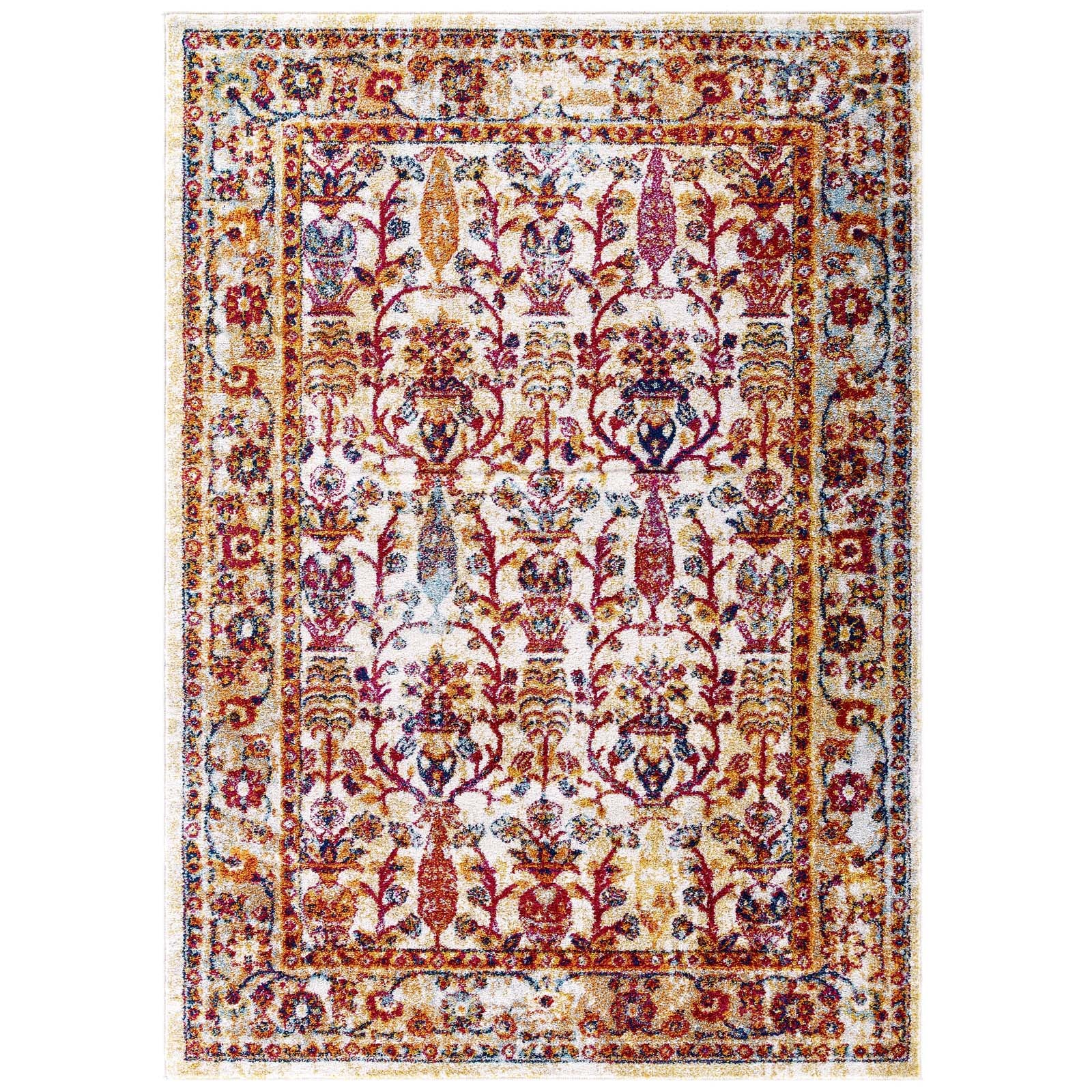 Modway Indoor Rugs - Entourage Jessa 5' x 8' Area Rug Ivory & Blue