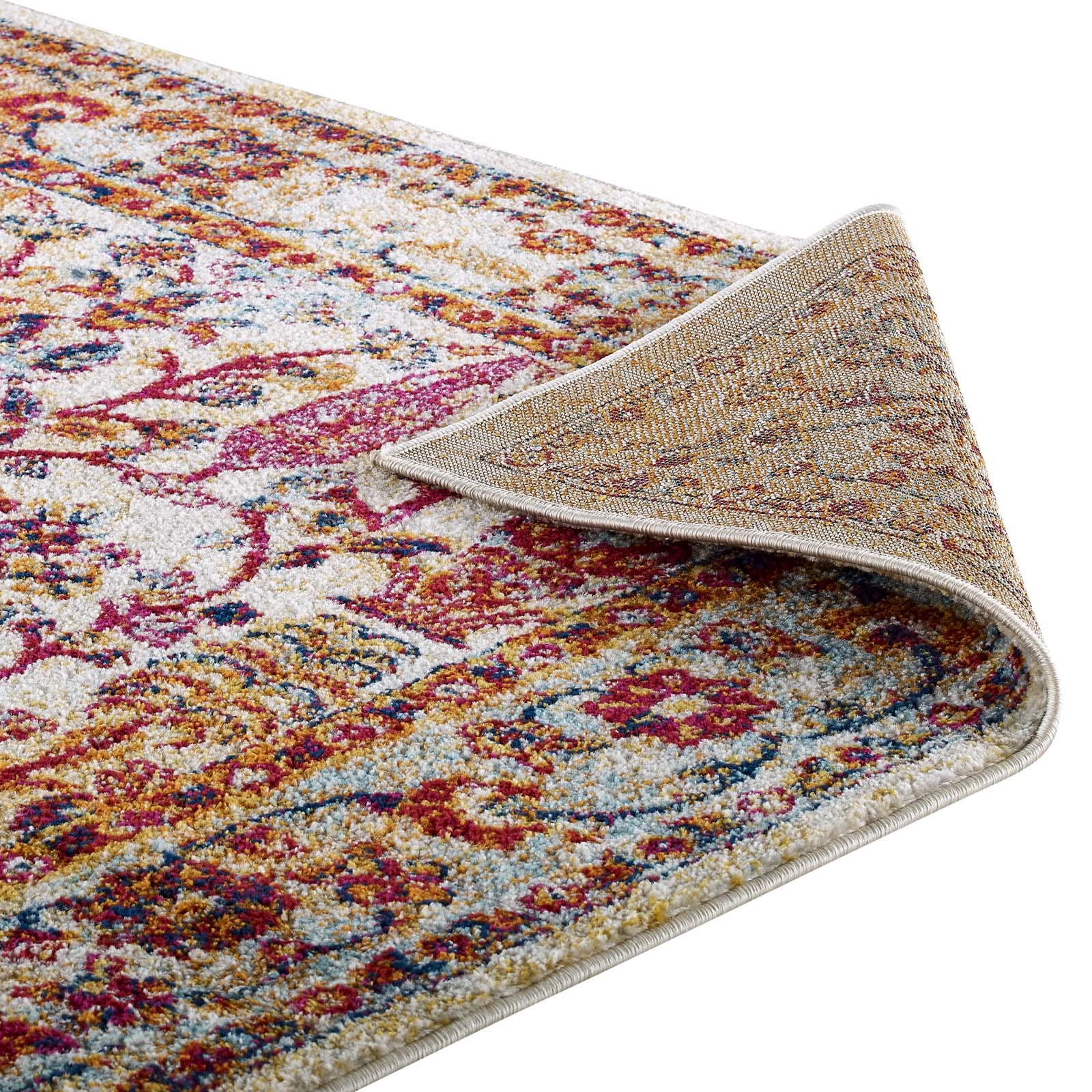 Modway Indoor Rugs - Entourage Jessa 5' x 8' Area Rug Ivory & Blue