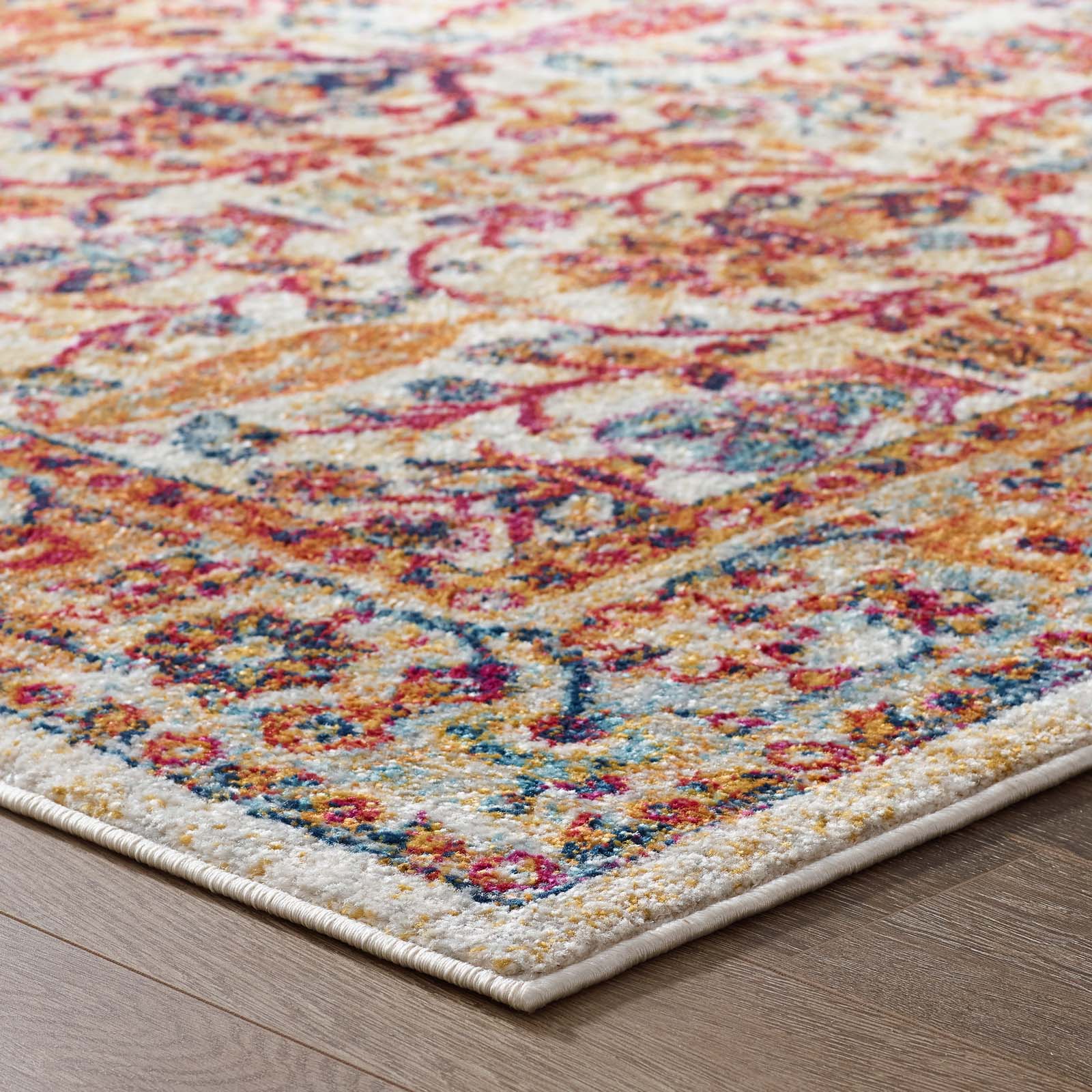 Modway Indoor Rugs - Entourage Jessa 5' x 8' Area Rug Ivory & Blue