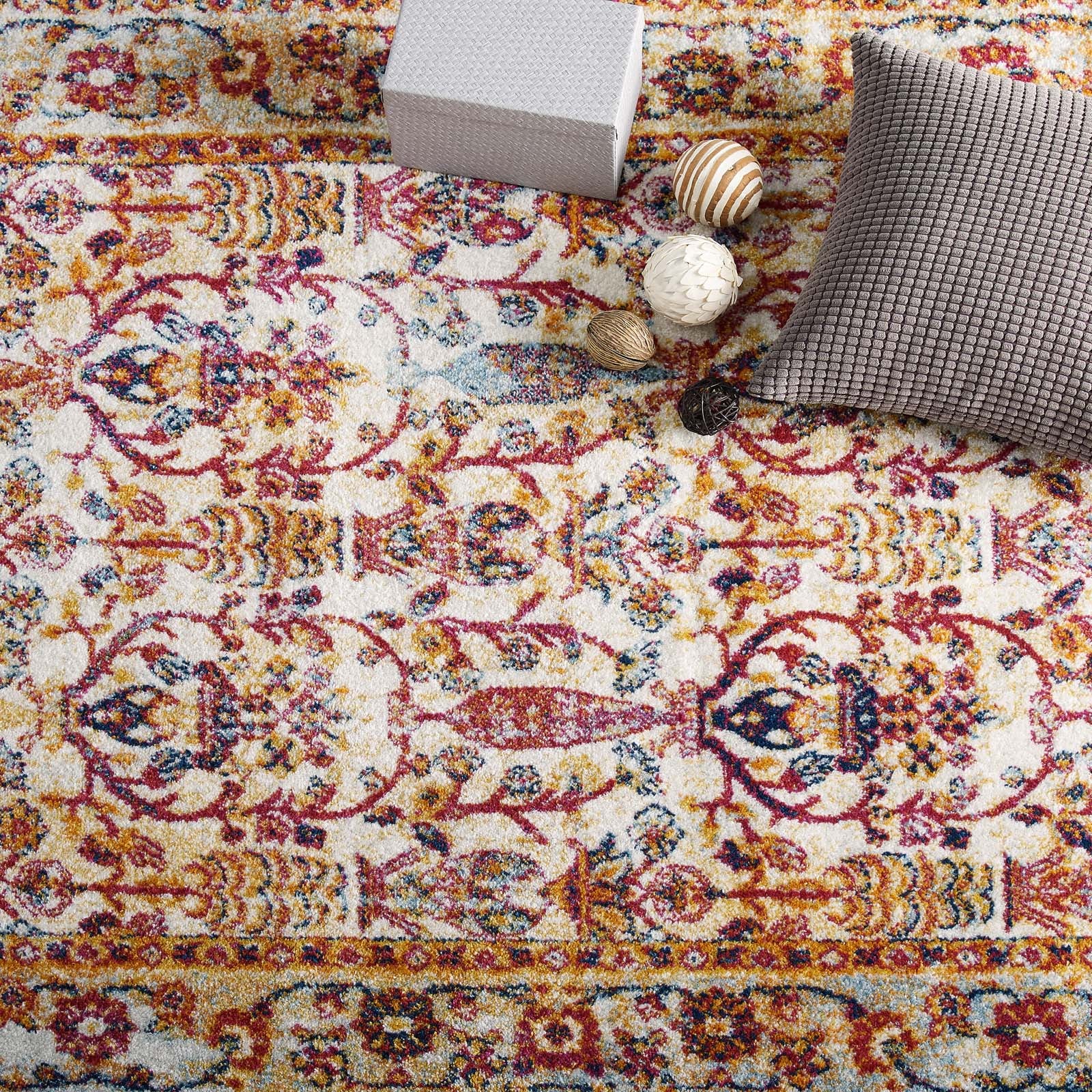 Modway Indoor Rugs - Entourage Jessa 5' x 8' Area Rug Ivory & Blue