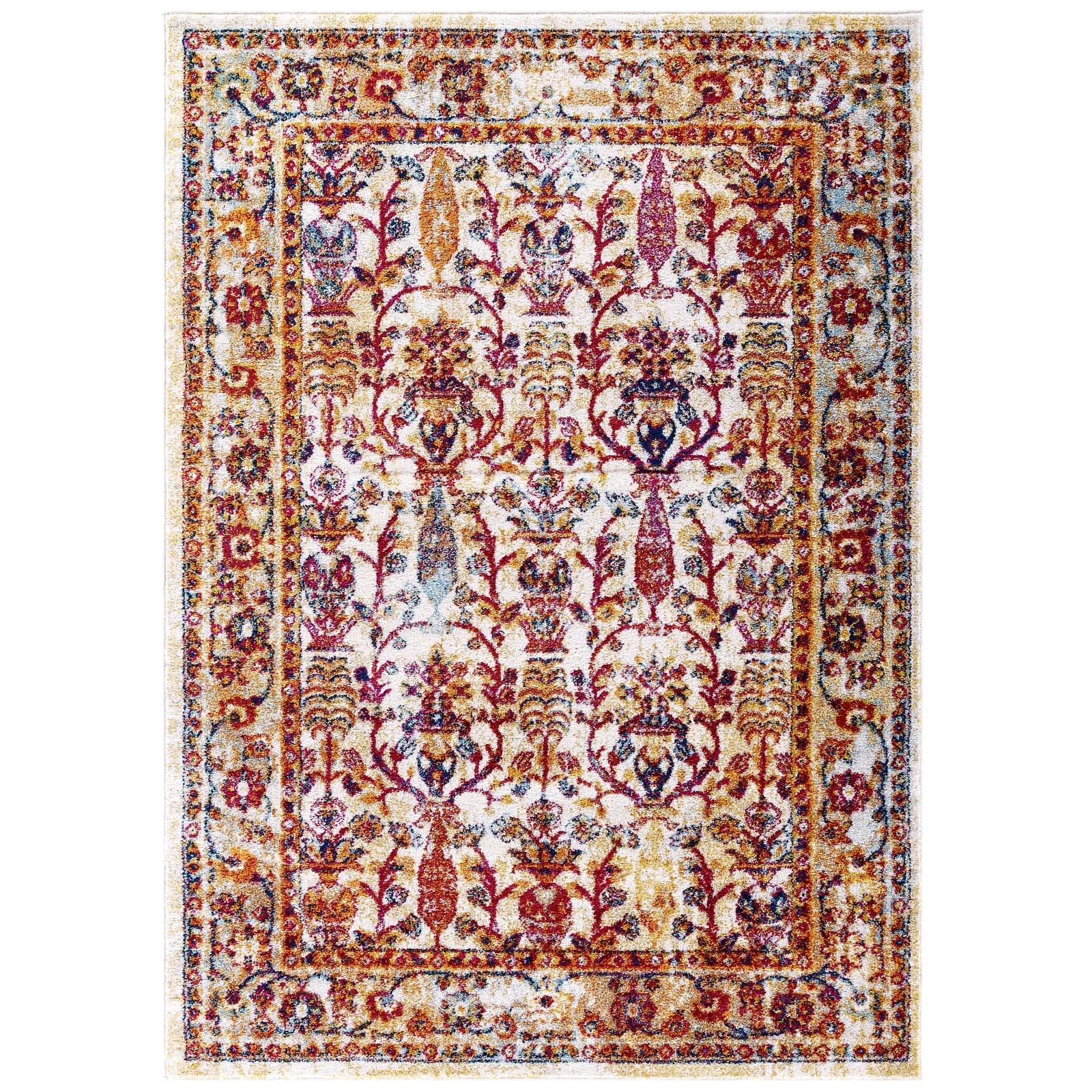 Modway Indoor Rugs - Entourage Jessa Distressed Lattice 8x10 Area Rug Multicolored