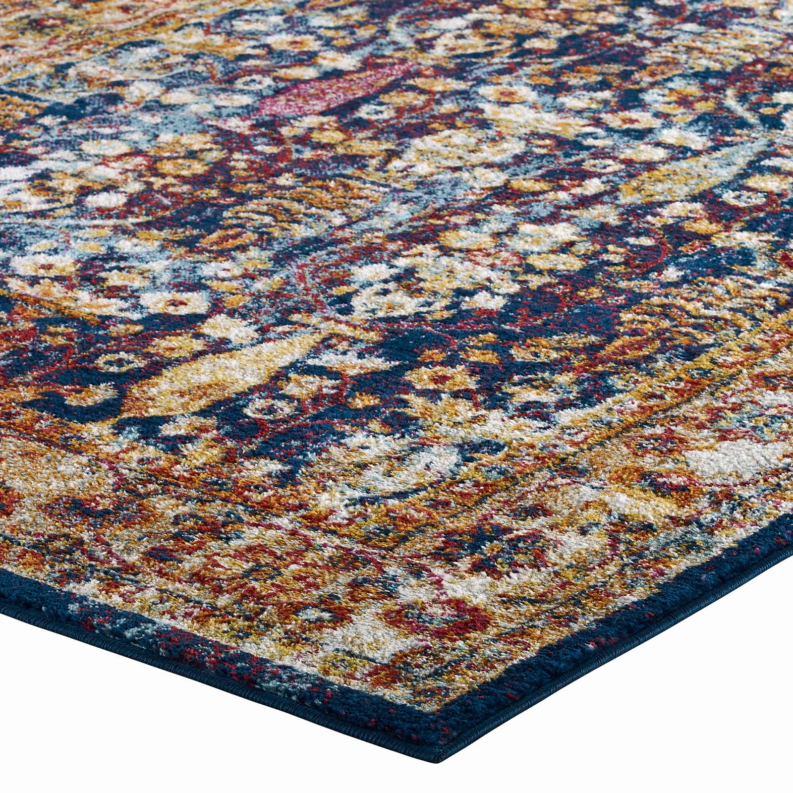 Modway Indoor Rugs - Entourage Jessa Distressed Vintage Floral Lattice 8x10 Area Rug Multicolored
