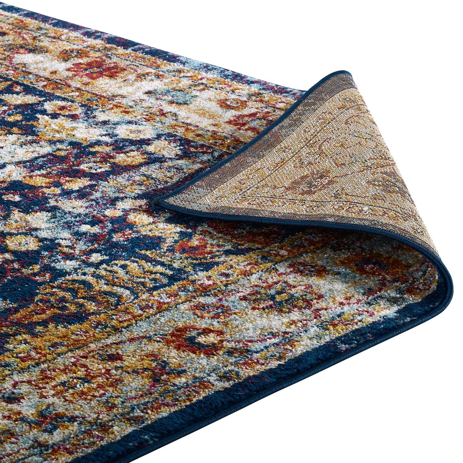 Modway Indoor Rugs - Entourage Jessa Distressed Vintage Floral Lattice 8x10 Area Rug Multicolored