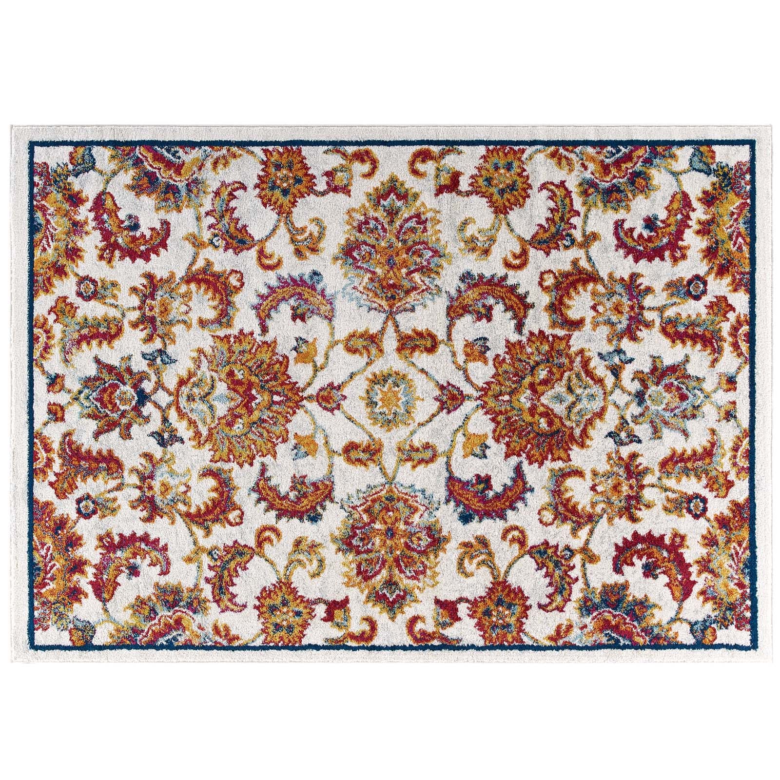 Modway Indoor Rugs - Entourage Azami Distressed Vintage Floral Lattice 8x10 Area Rug Multicolored