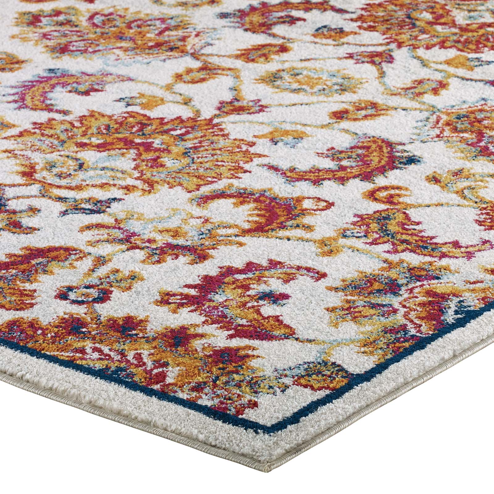 Modway Indoor Rugs - Entourage Azami Distressed Vintage Floral Lattice 8x10 Area Rug Multicolored
