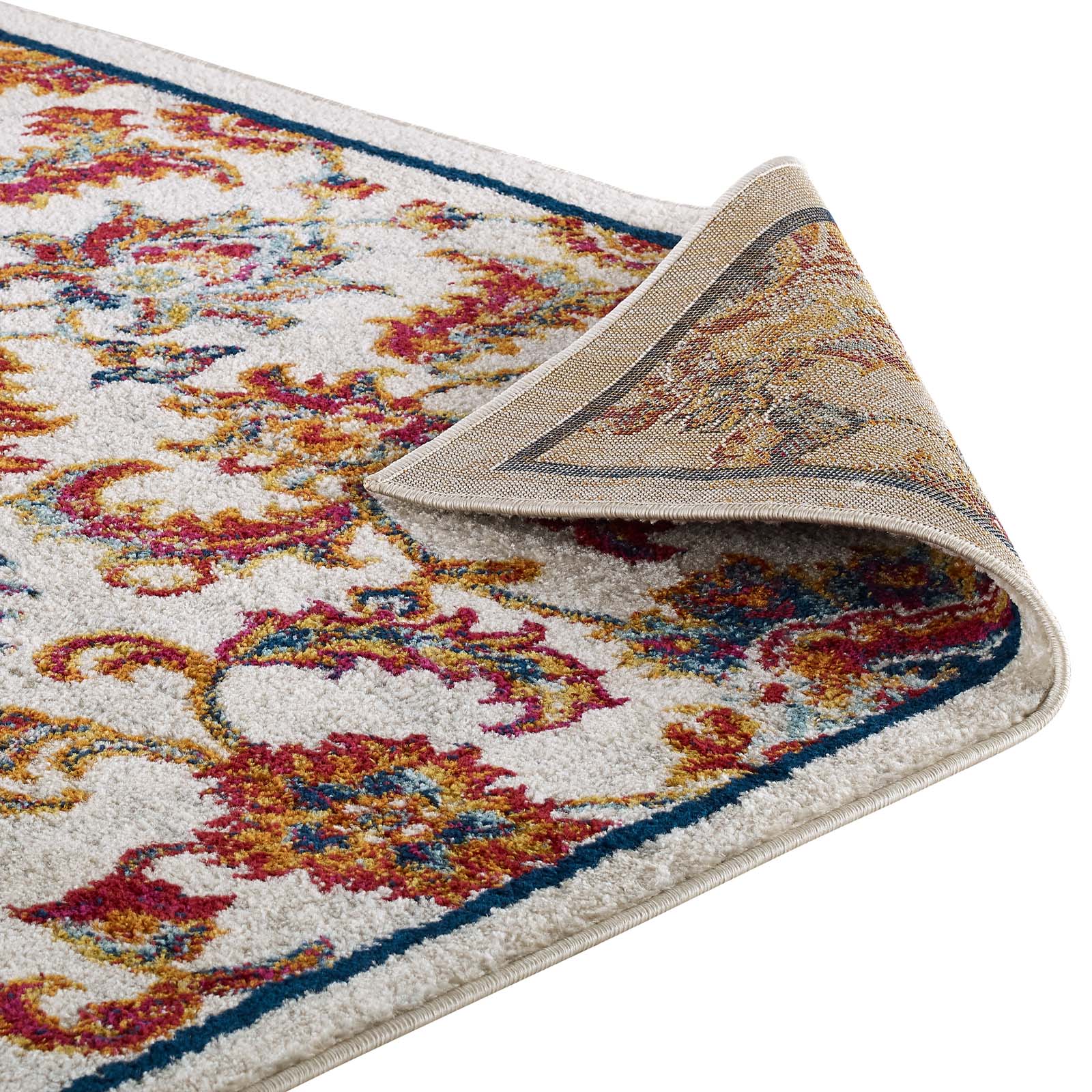 Modway Indoor Rugs - Entourage Azami Distressed Vintage Floral Lattice 8x10 Area Rug Multicolored
