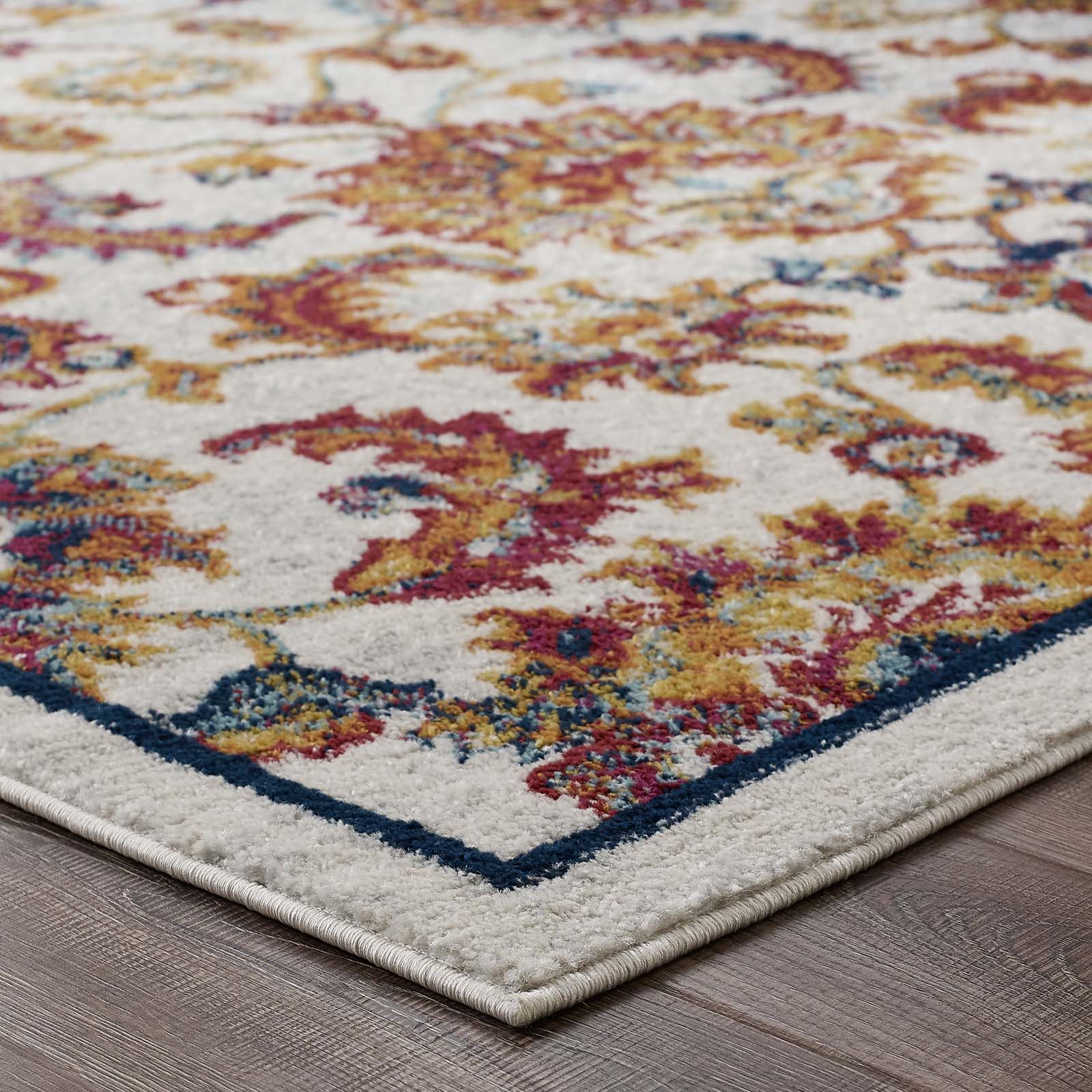 Modway Indoor Rugs - Entourage Azami Distressed Vintage Floral Lattice 8x10 Area Rug Multicolored
