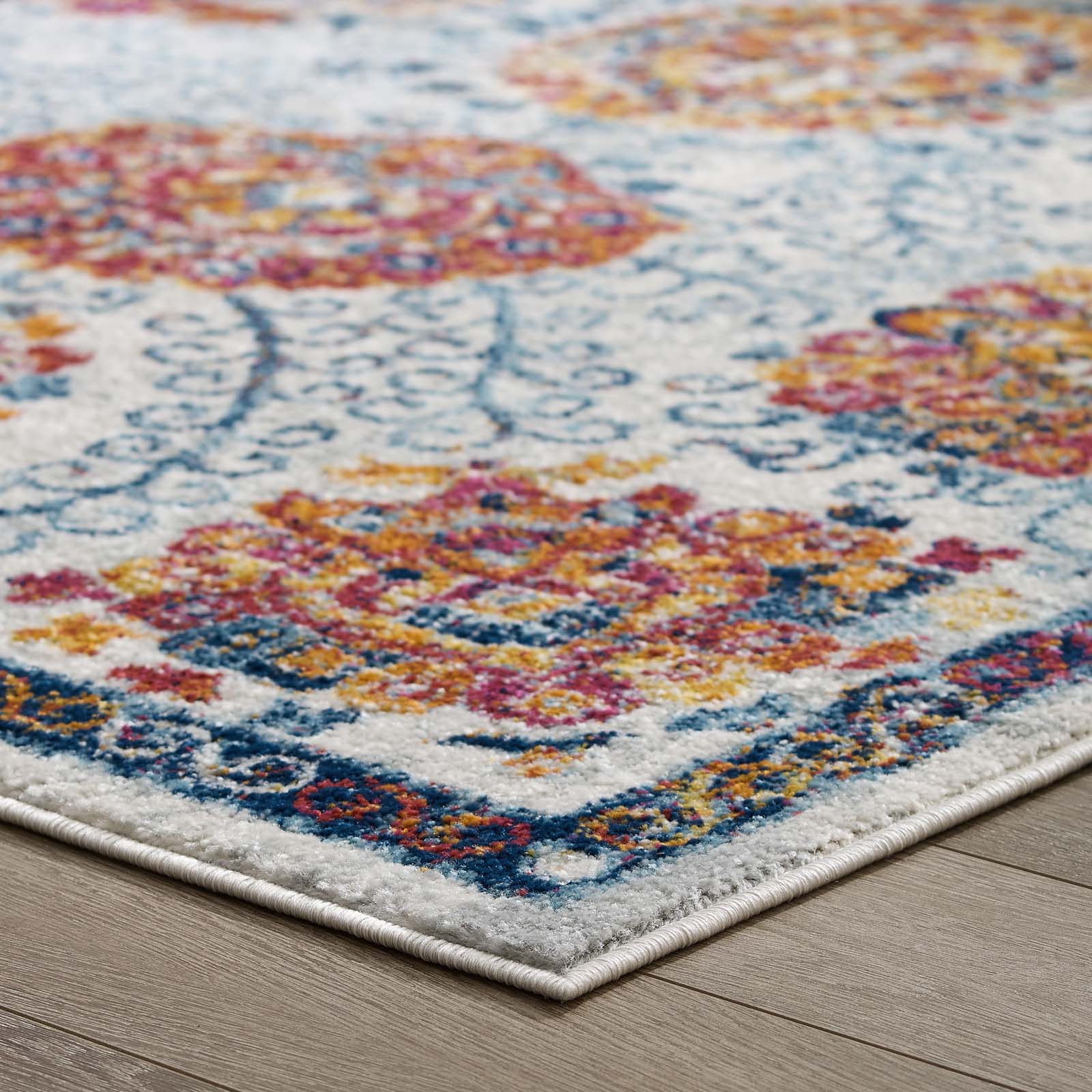 Modway Indoor Rugs - Entourage Kensie 5' x 8' Area Rug Ivory & Red