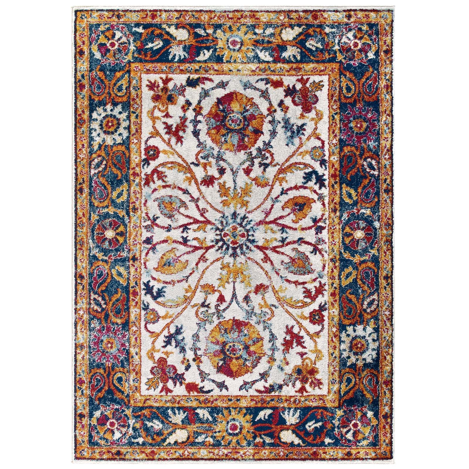 Modway Indoor Rugs - Entourage Samira Persian Medallion 8x10 Area Rug Multicolored