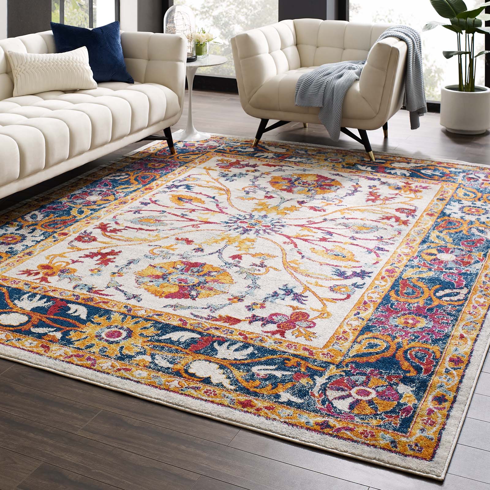 Modway Indoor Rugs - Entourage Samira Persian Medallion 8x10 Area Rug Multicolored