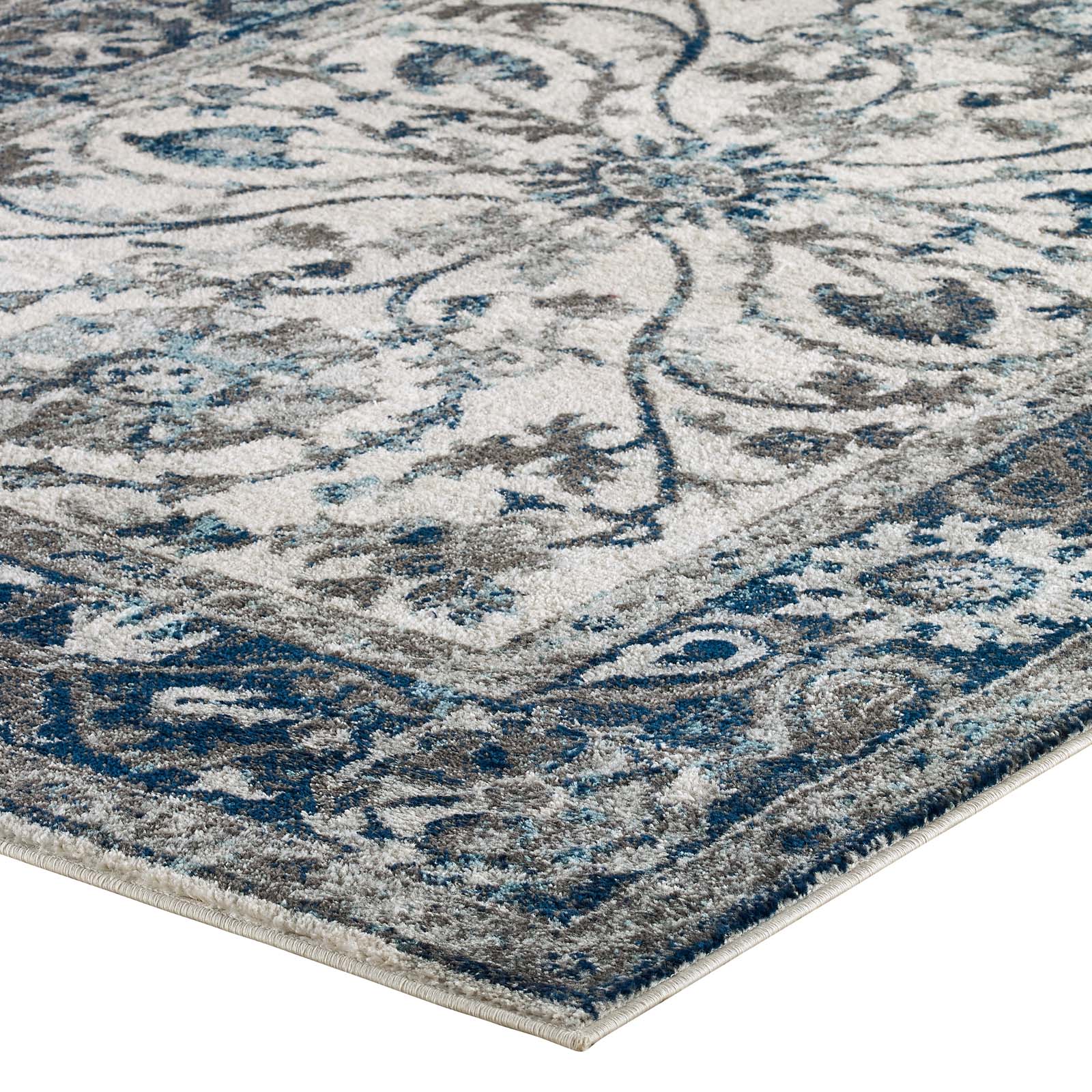 Modway Indoor Rugs - Entourage Samira 5' x 8' Area Rug Ivory & Blue