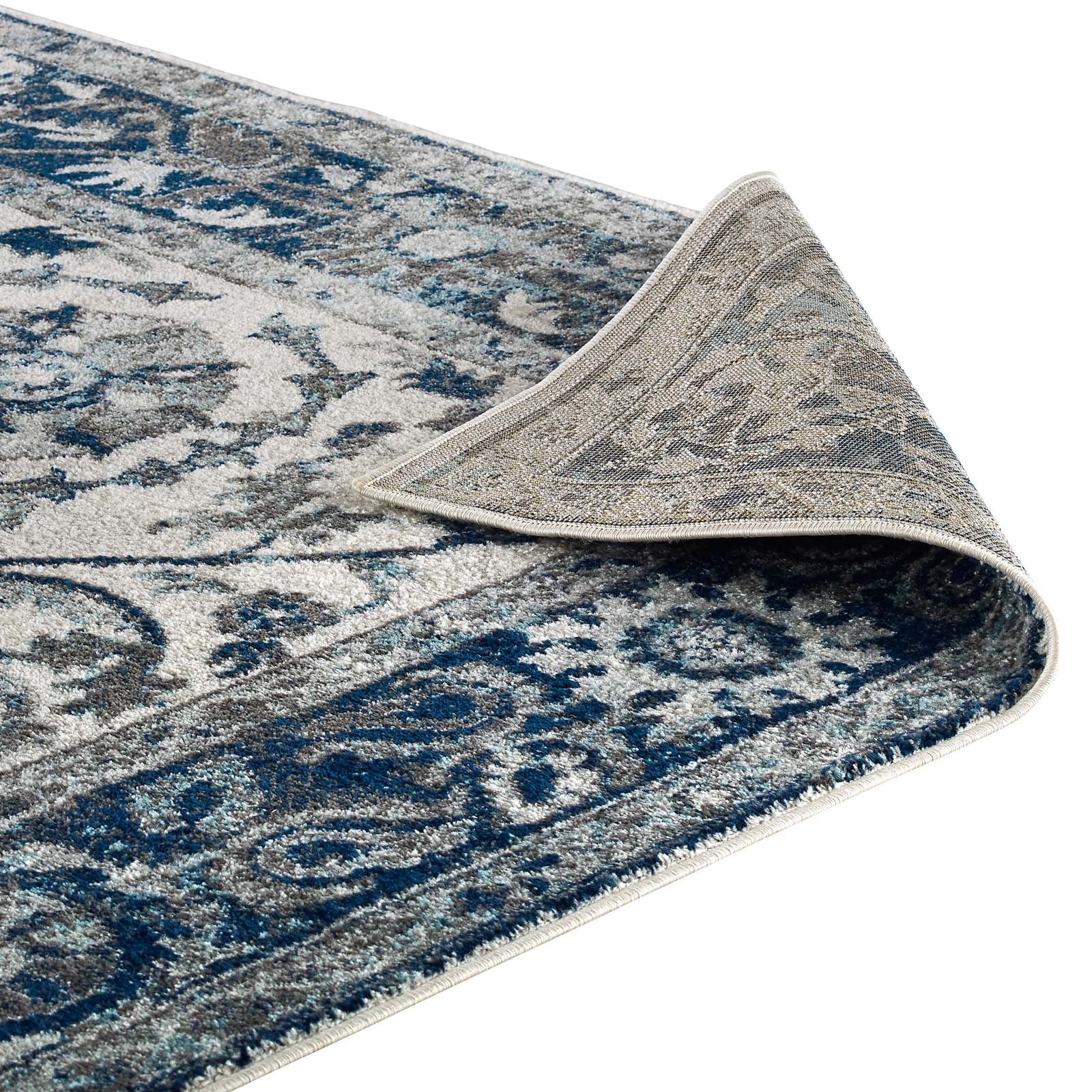 Modway Indoor Rugs - Entourage Samira 5' x 8' Area Rug Ivory & Blue
