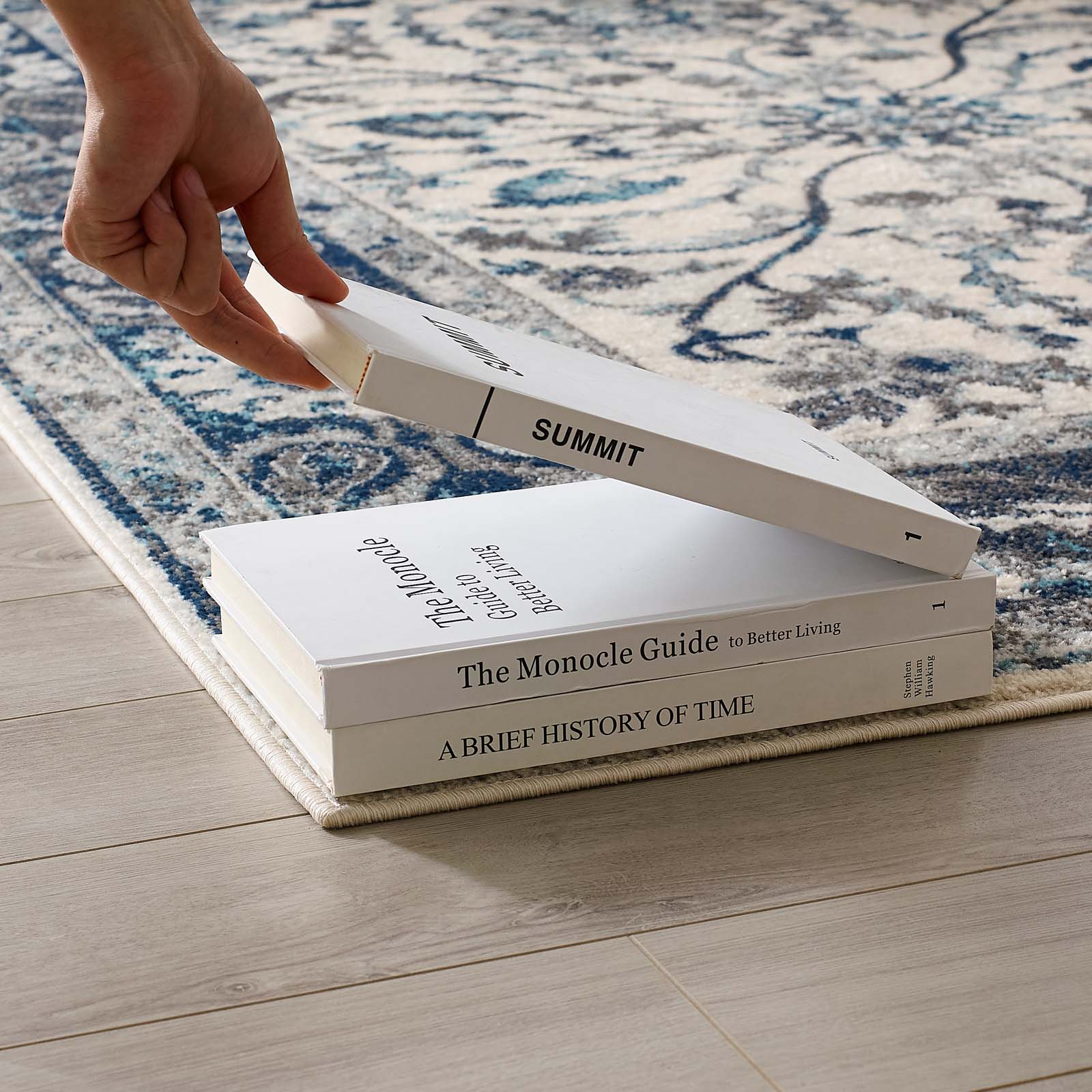Modway Indoor Rugs - Entourage Samira 5' x 8' Area Rug Ivory & Blue