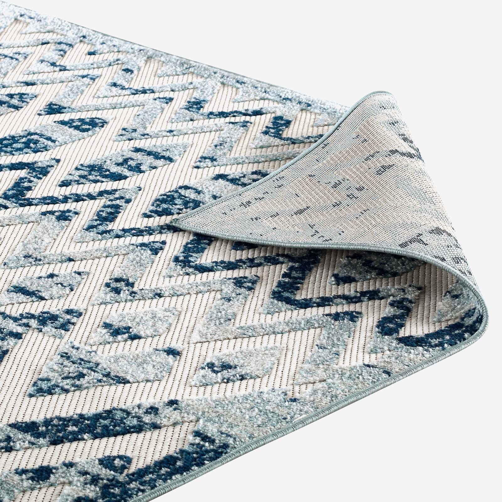 Modway Outdoor Rugs - Reflect Tamako Moroccan Trellis 5x8 Indoor/Outdoor Area Rug Ivory & Blue