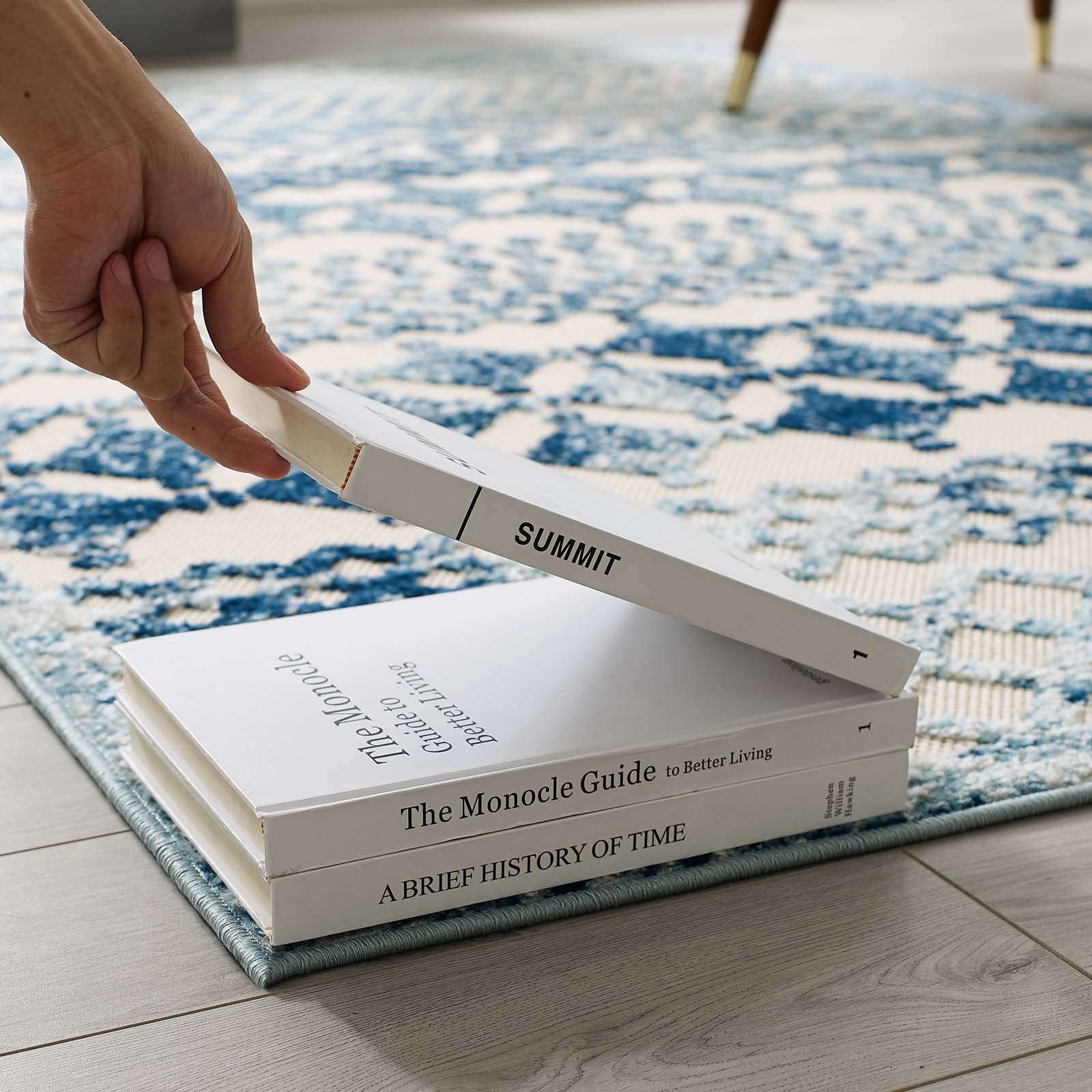 Modway Outdoor Rugs - Reflect Giada Abstract Trellis 8'x10' Outdoor Area Rug Ivory & Blue
